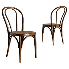 Pair of Retro Thonet Bentwood Style Chairs No. 14 European Bistro Chairs, 70s