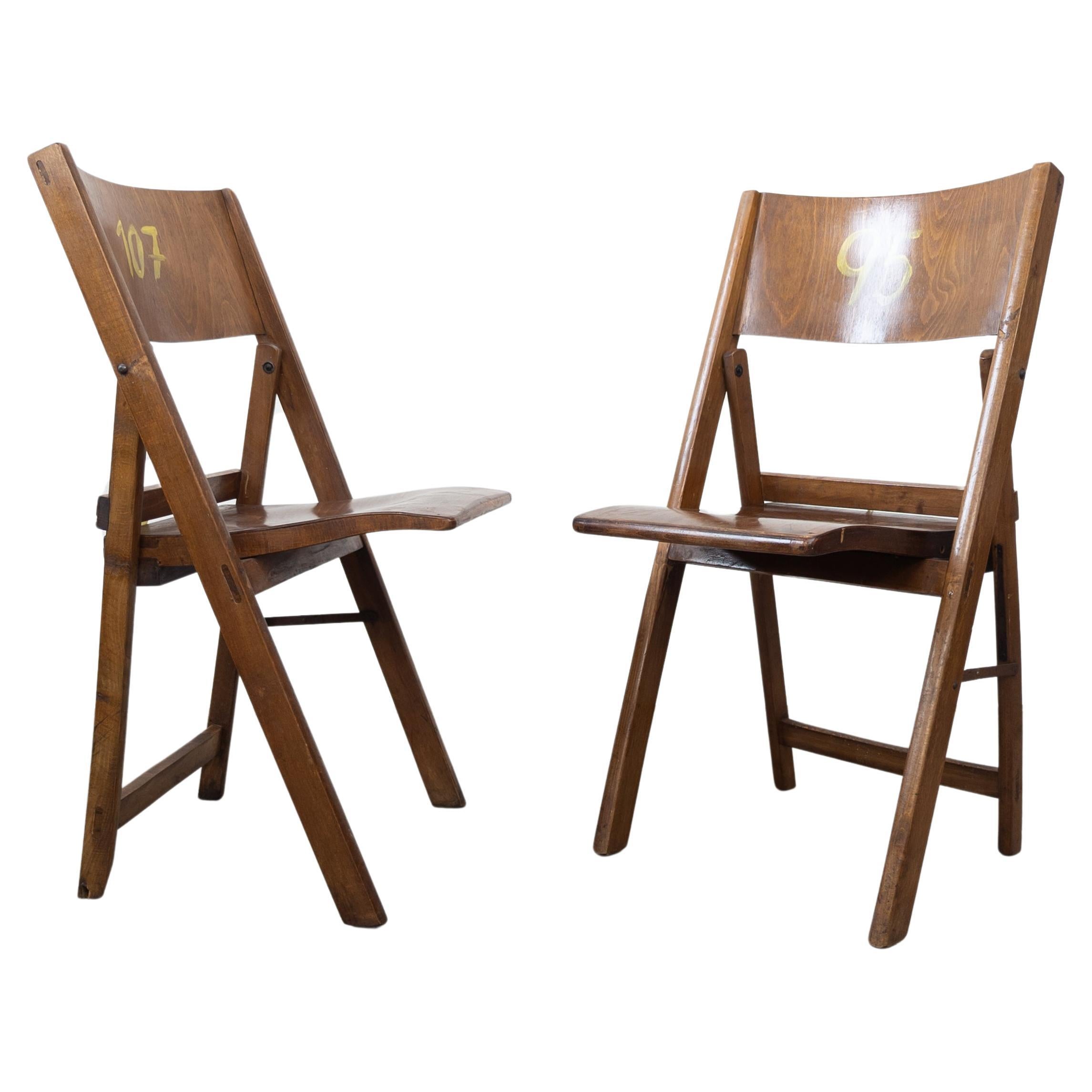Pair of vintage Thonet folding chairs 1930s For Sale