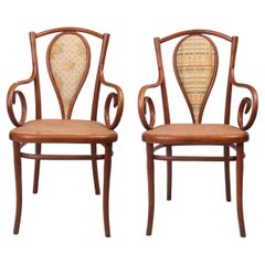 Pair of Antique Thonet High Chairs with Armrests