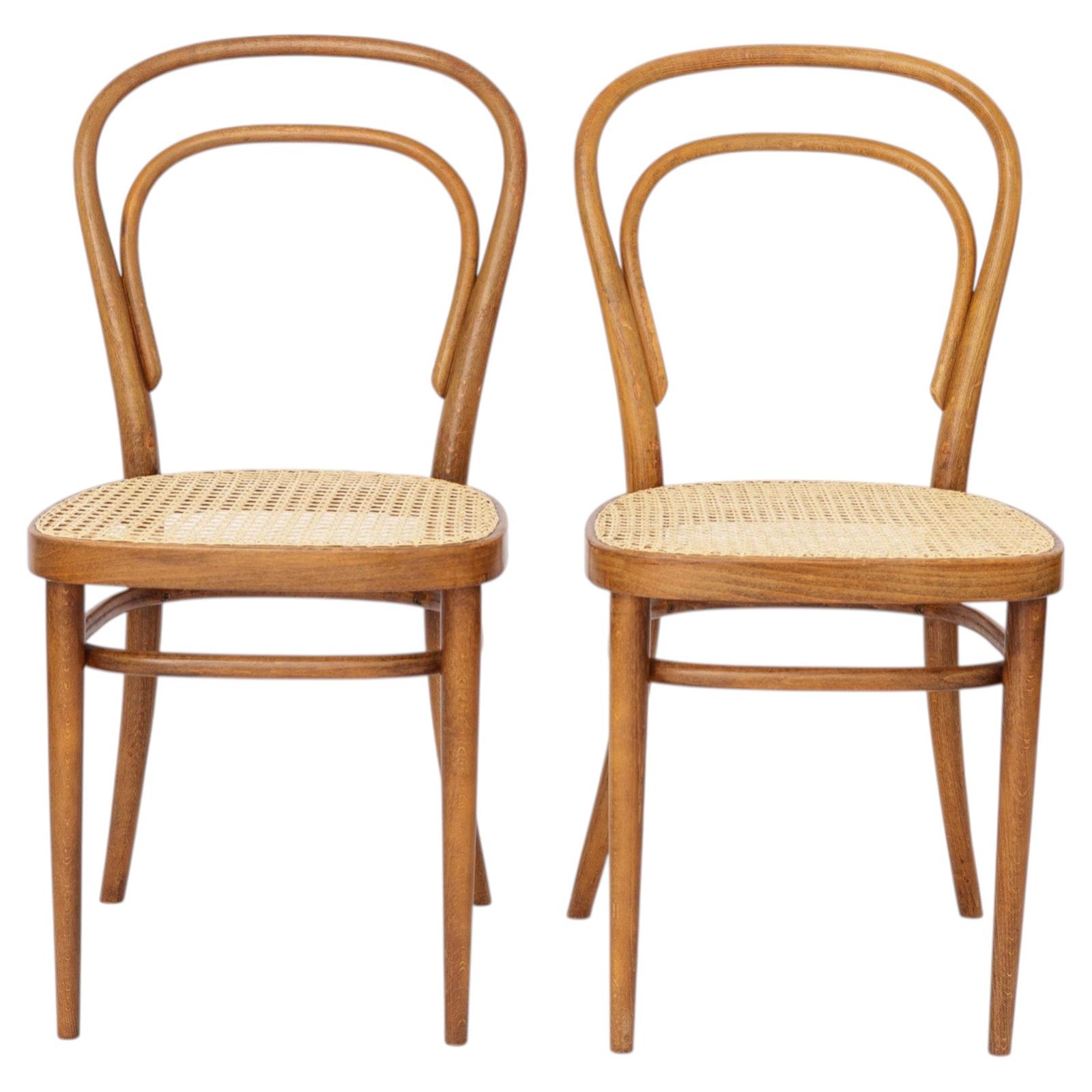 Pair of Vintage Thonet Model 14 Chairs  Radomsko Bentwood Dining Chairs  New C