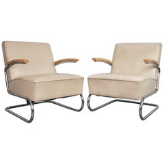 Pair of Vintage Thonet S411 Cantilever Armchairs