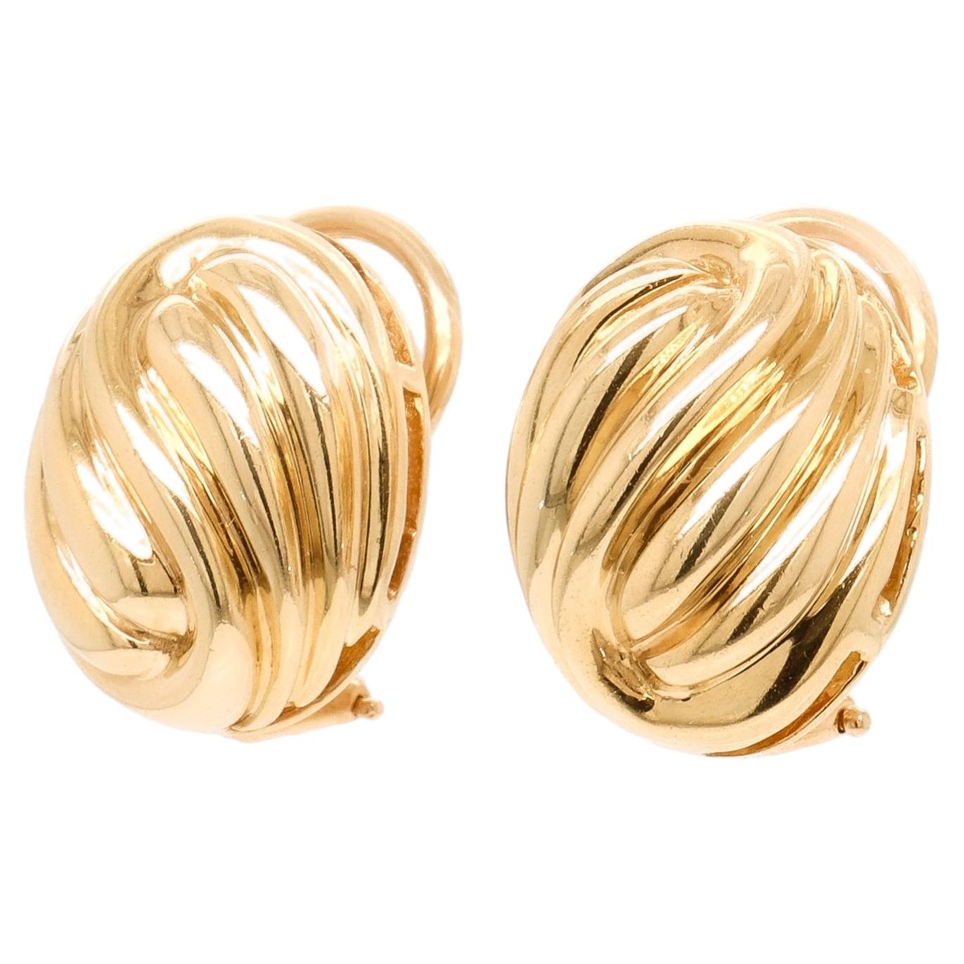 Pair of Vintage Tiffany & Co. 18k Gold Swirl Clip Earrings
