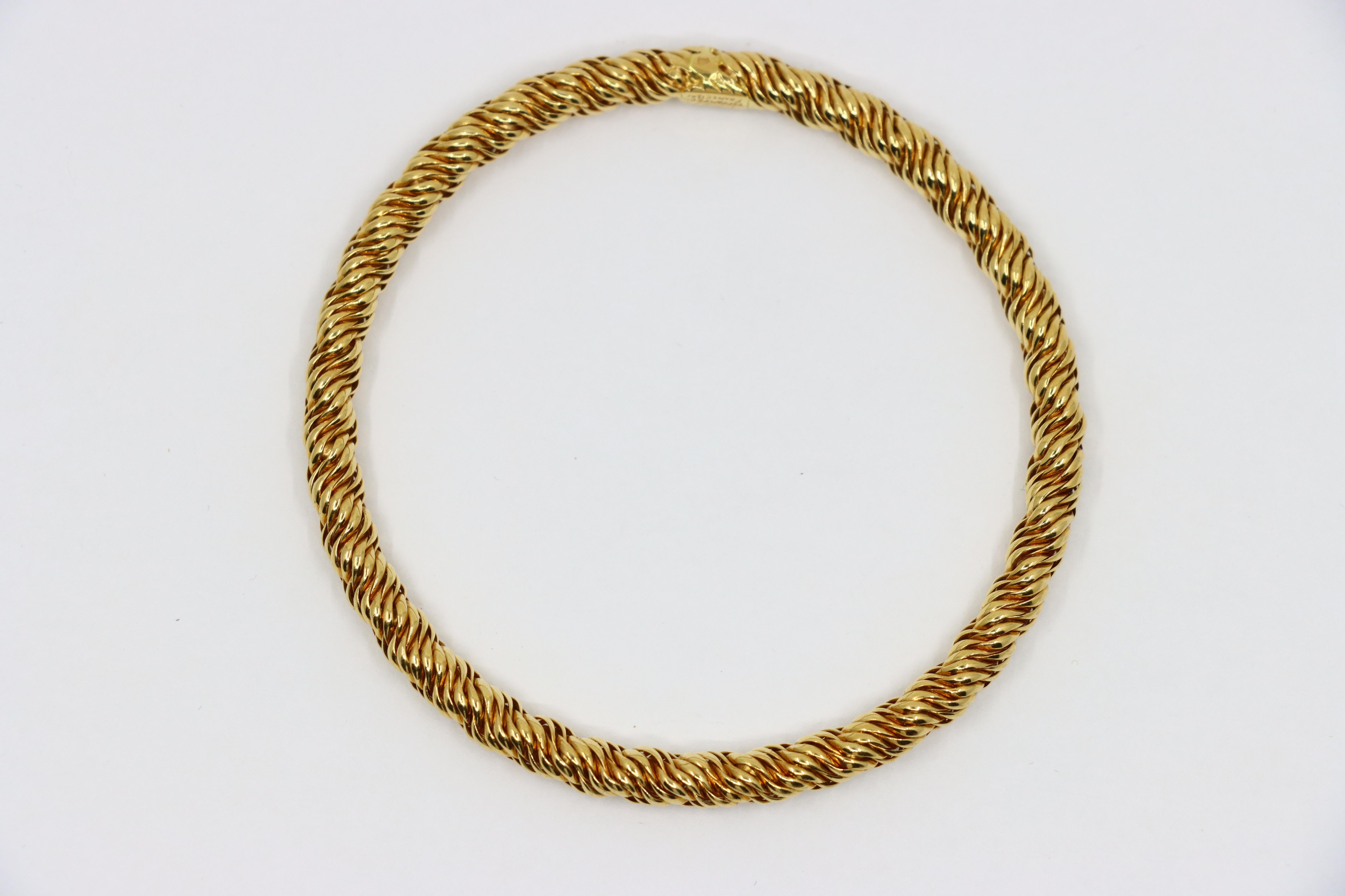 Pair of Vintage Tiffany & Co. 18K Gold Twist Rope Bangles 6