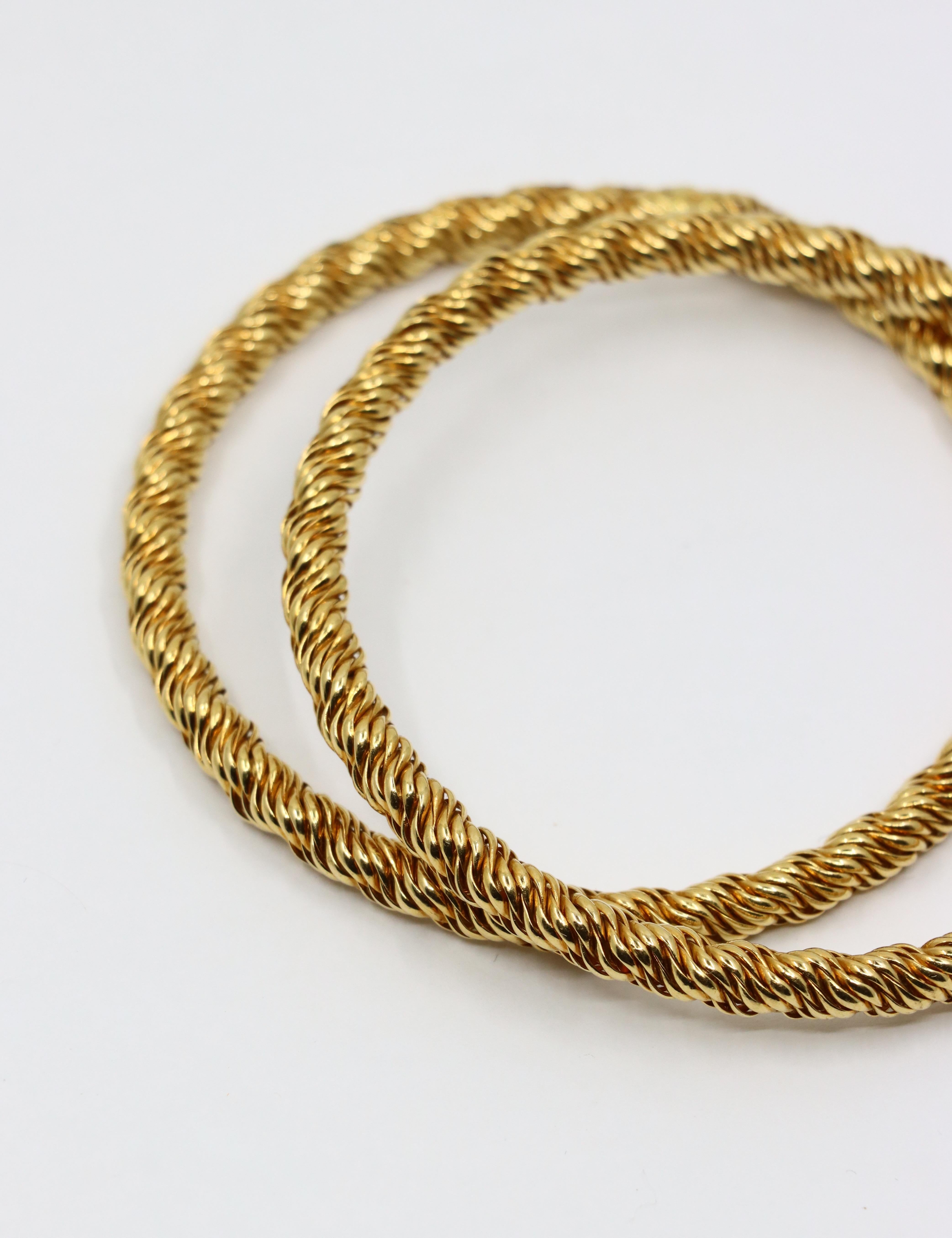 Pair of Vintage Tiffany & Co. 18K Gold Twist Rope Bangles 2