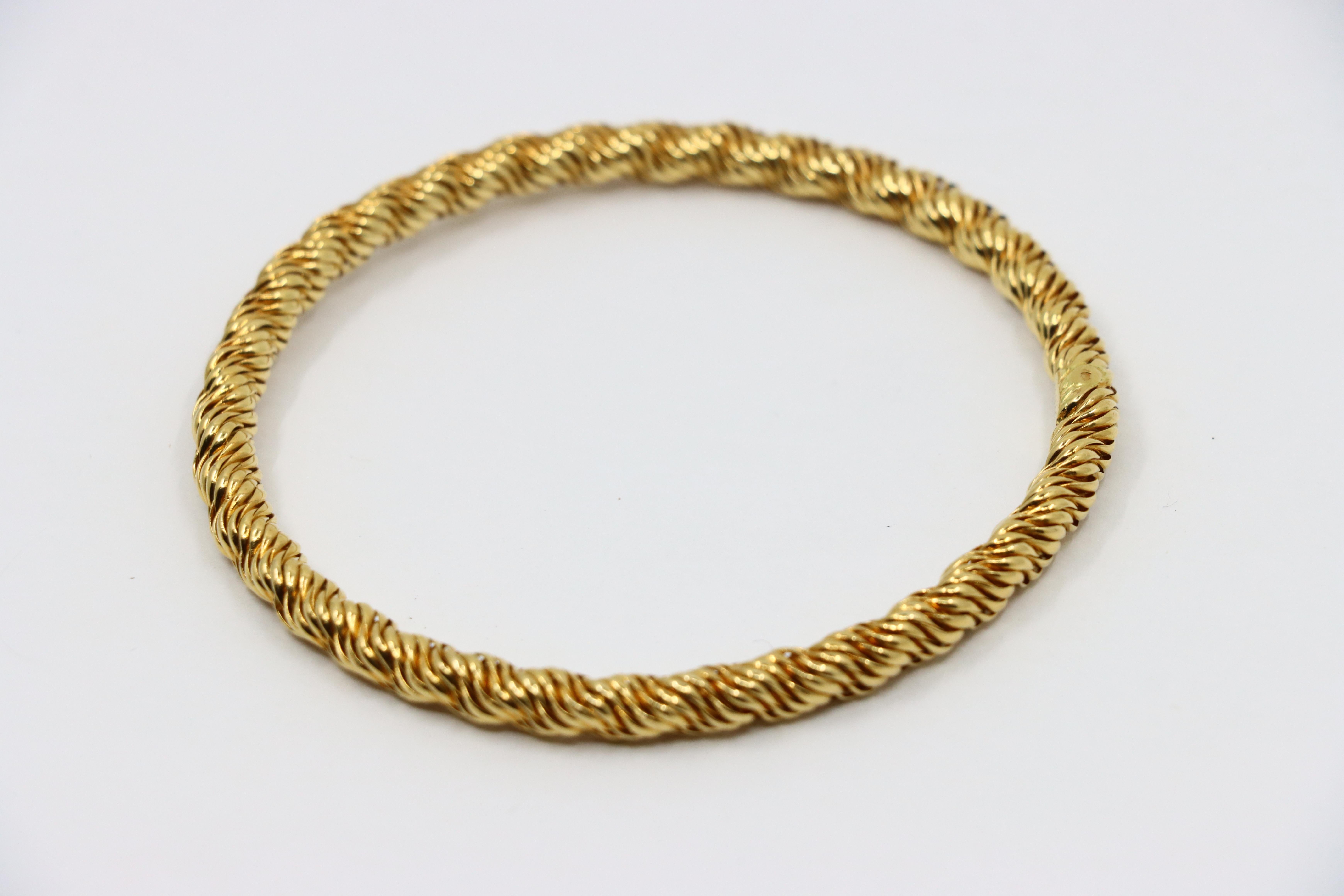 Pair of Vintage Tiffany & Co. 18K Gold Twist Rope Bangles 5