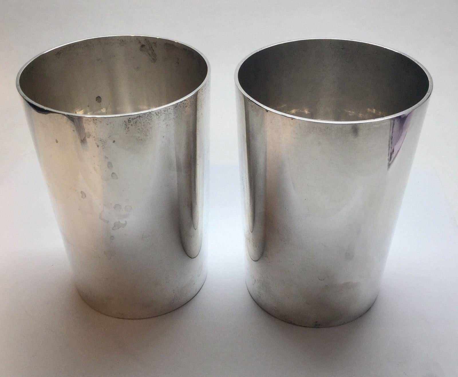 Pair of Vintage Tiffany & Co. Heavy Sterling Silver Tumblers In Good Condition In Washington Depot, CT