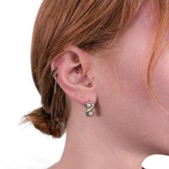 Pair of Vintage Tiffany & Co. Sterling Silver Infinity Stud Earrings with Pearls