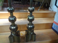 Pair of Vintage Tommi Parzinger for Stiffel Modernist Brass Lamps