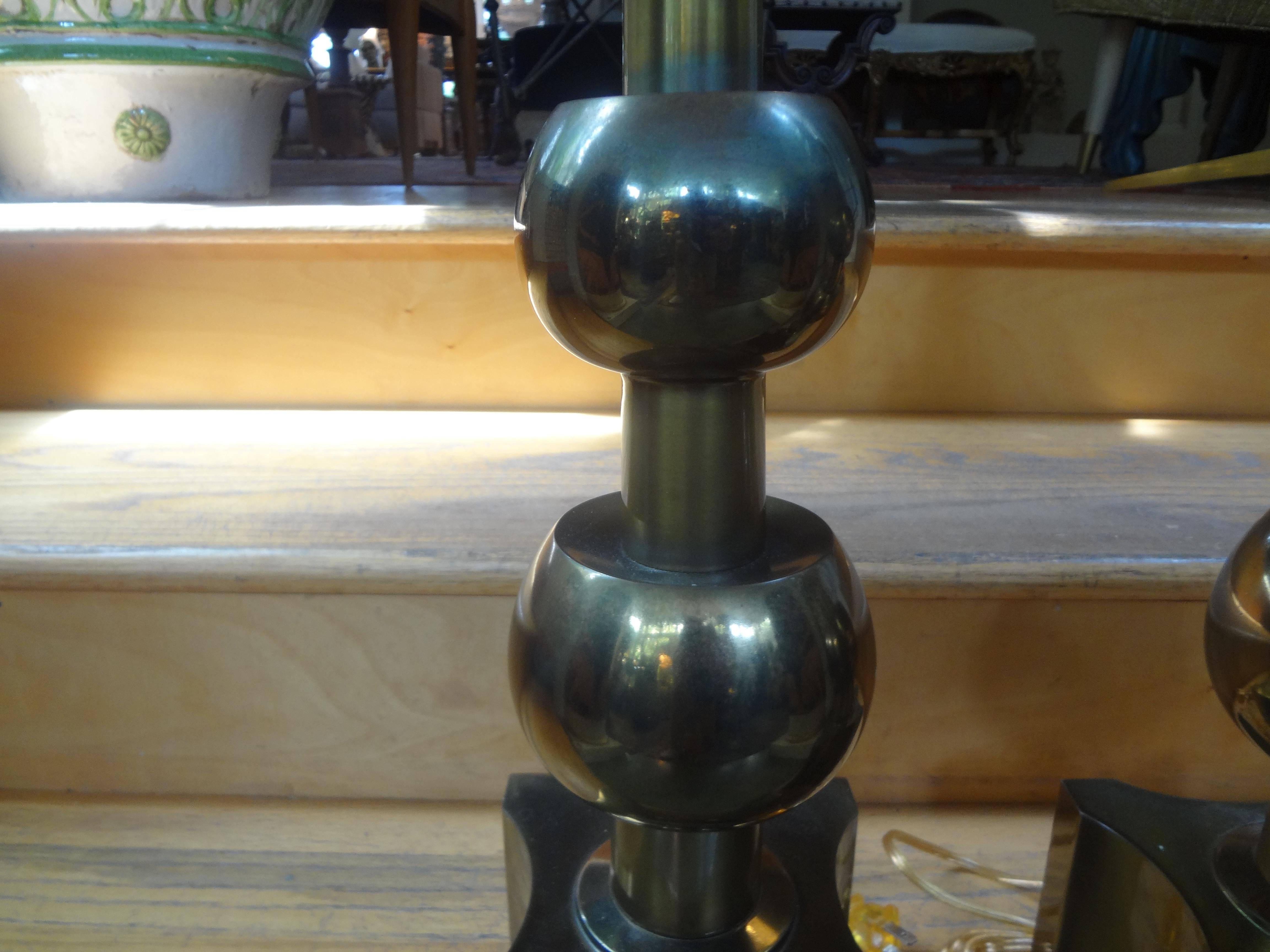 American Pair of Vintage Tommi Parzinger for Stiffel Modernist Brass Lamps