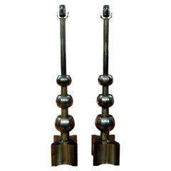Paire de lampes en laiton modernistes vintage Tommi Parzinger pour Stiffel