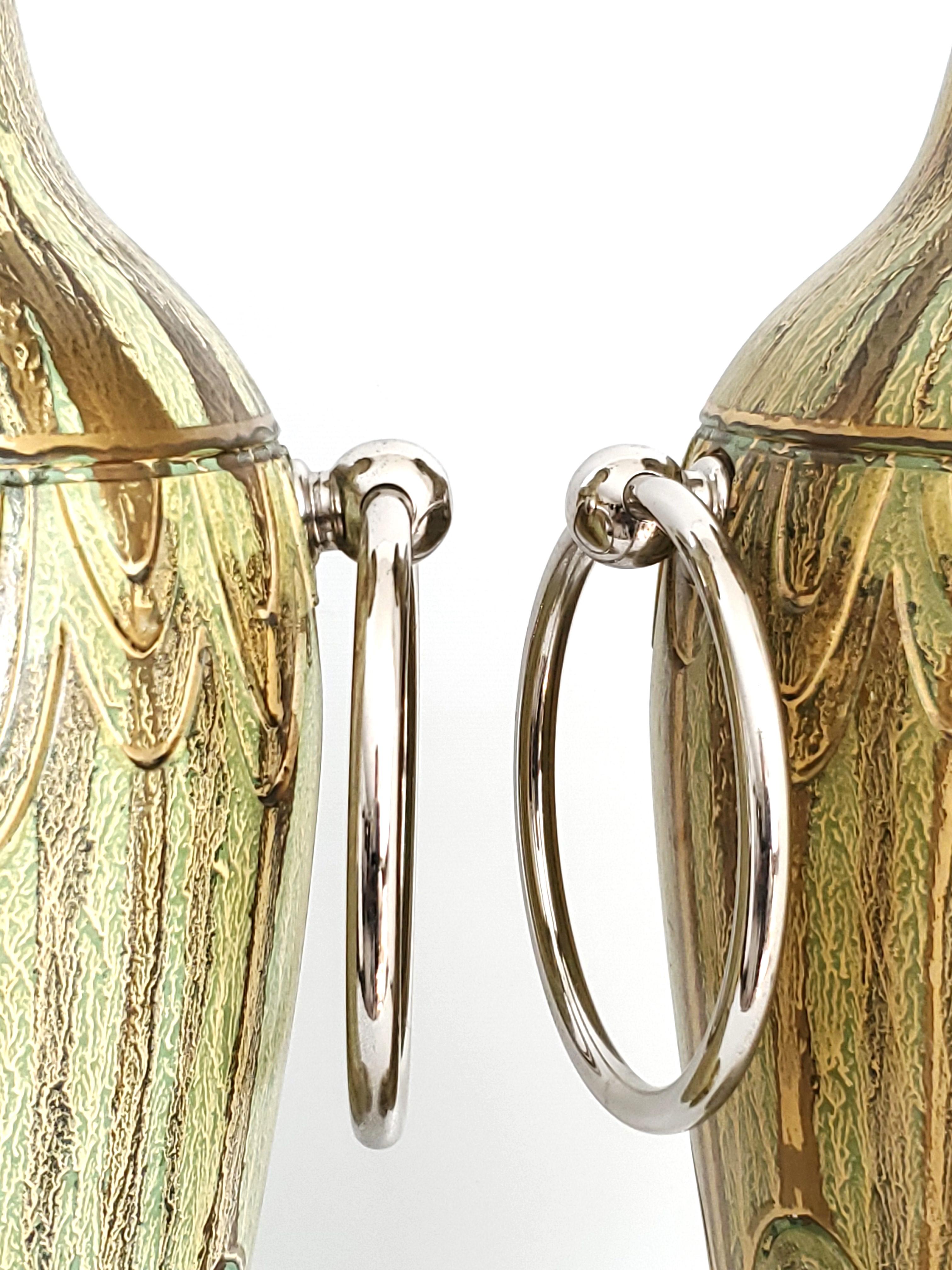 Paar gold-grün bemalte Vintage-Tischlampen aus Keramik im Tommi Parzinger-Stil (Nickel) im Angebot