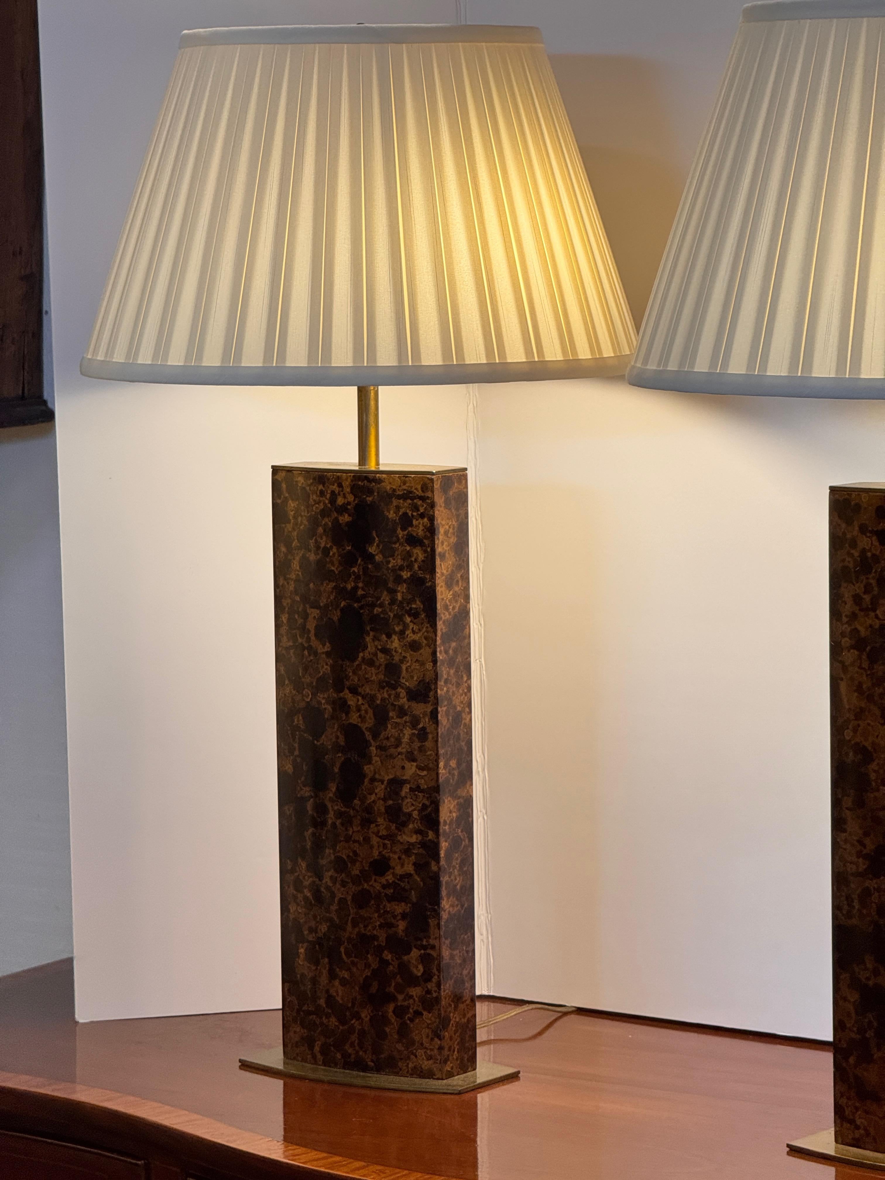 Paire de lampes vintage à finition tortue 4