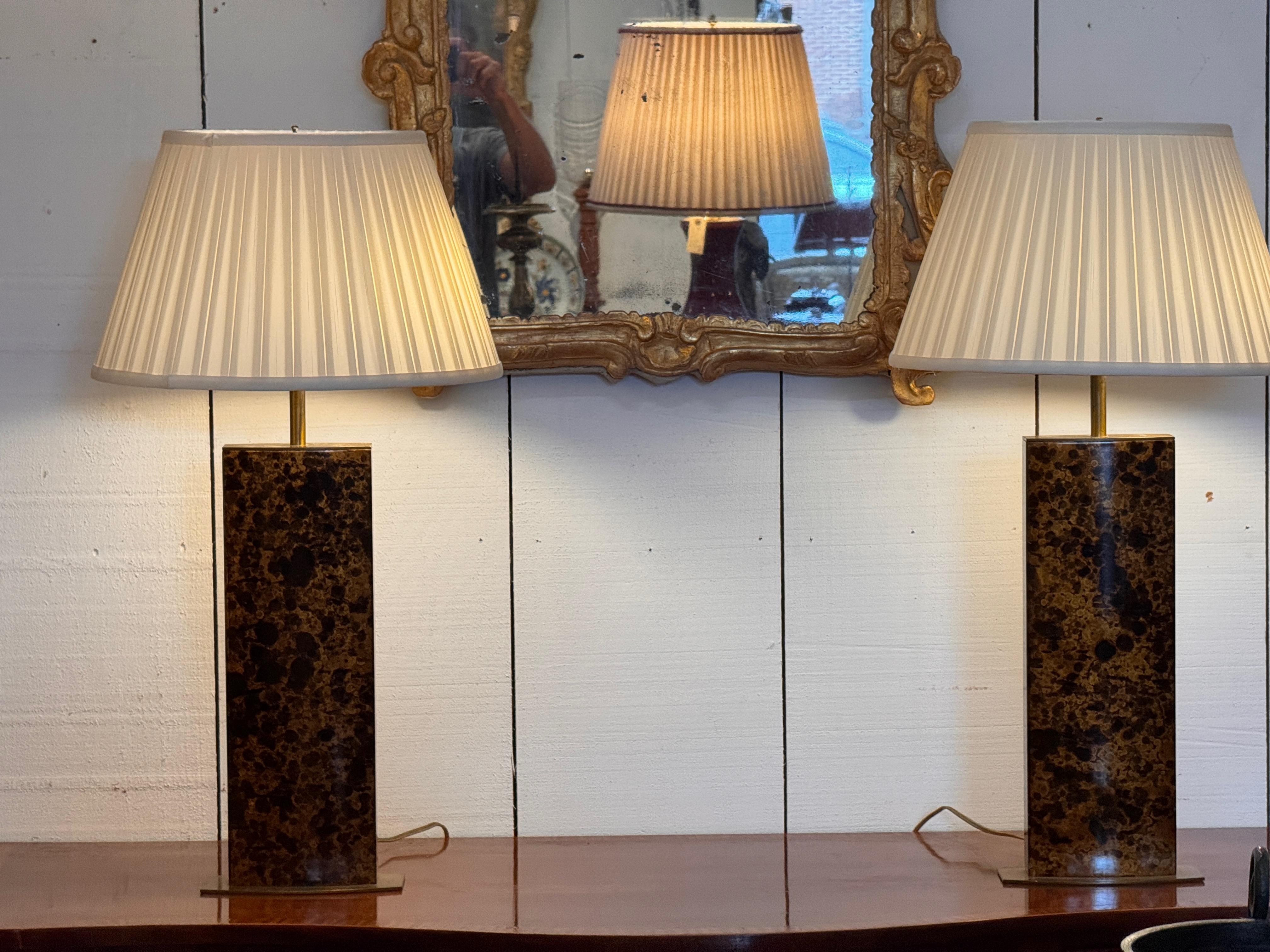 Paire de lampes vintage à finition tortue 7