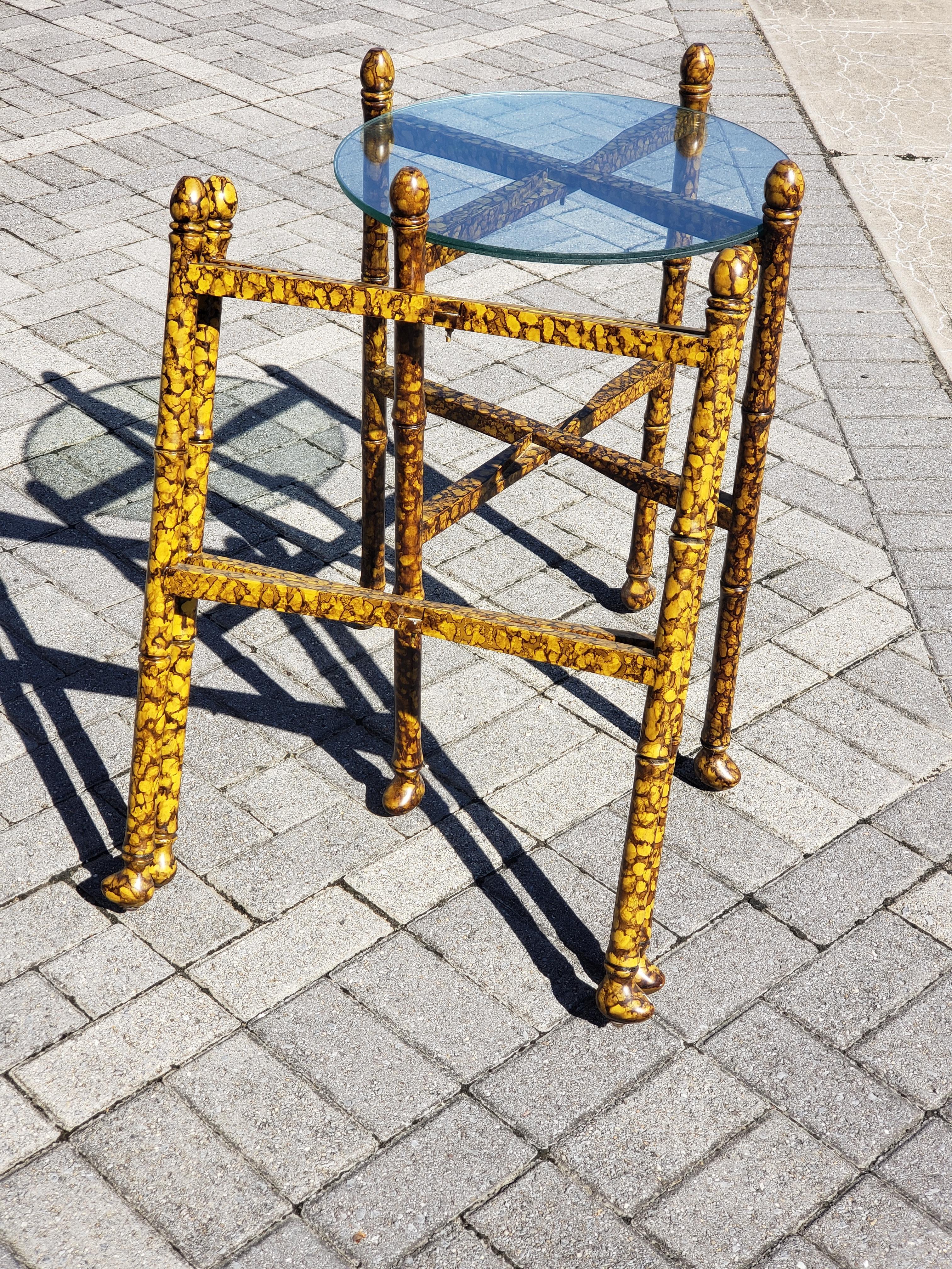 Lacquered Pair of Vintage Tortoise Shell Lacquer Occasional Tables