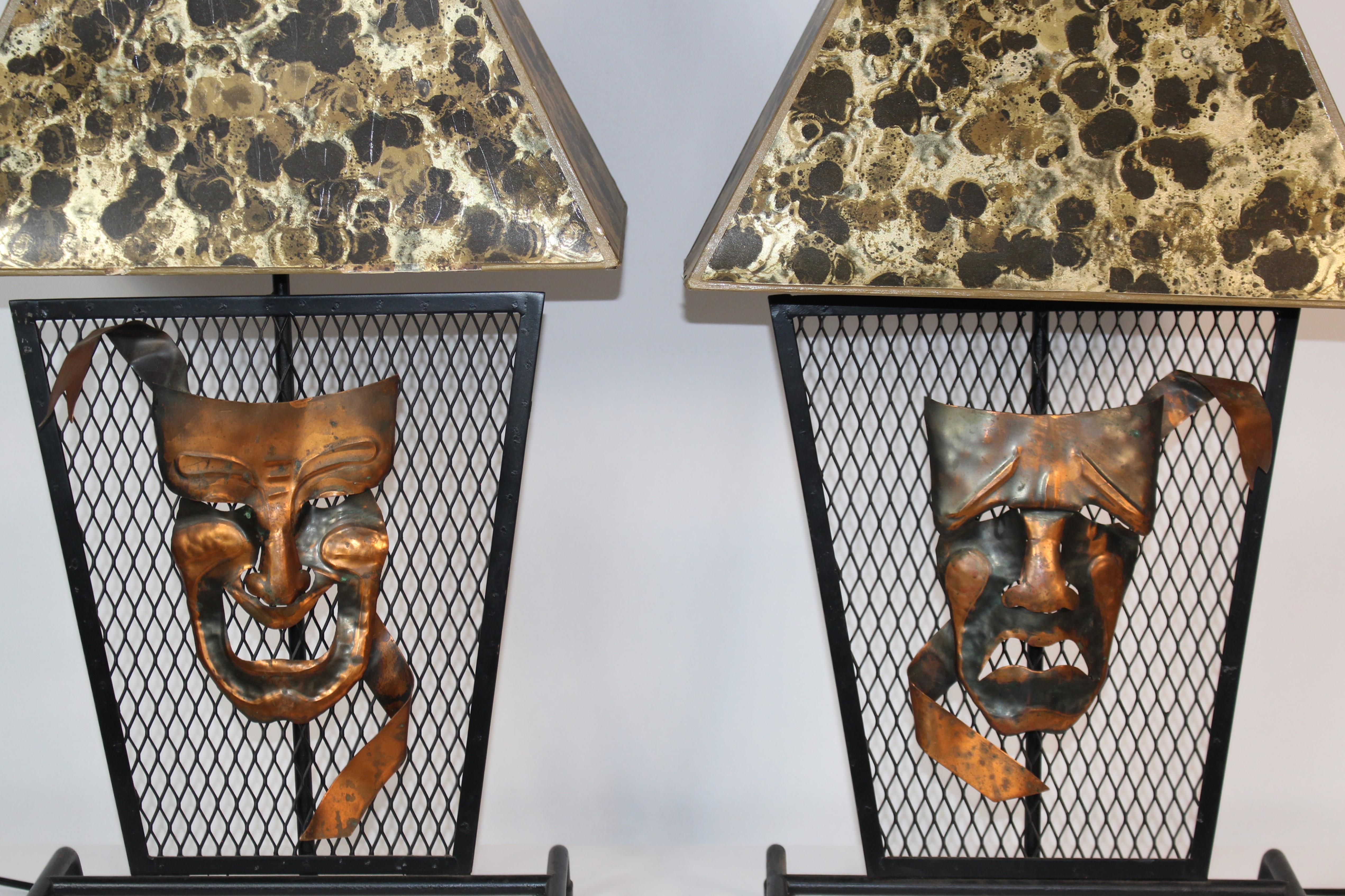 Paire de lampes de table vintage Tragédie et Comédie en vente 4