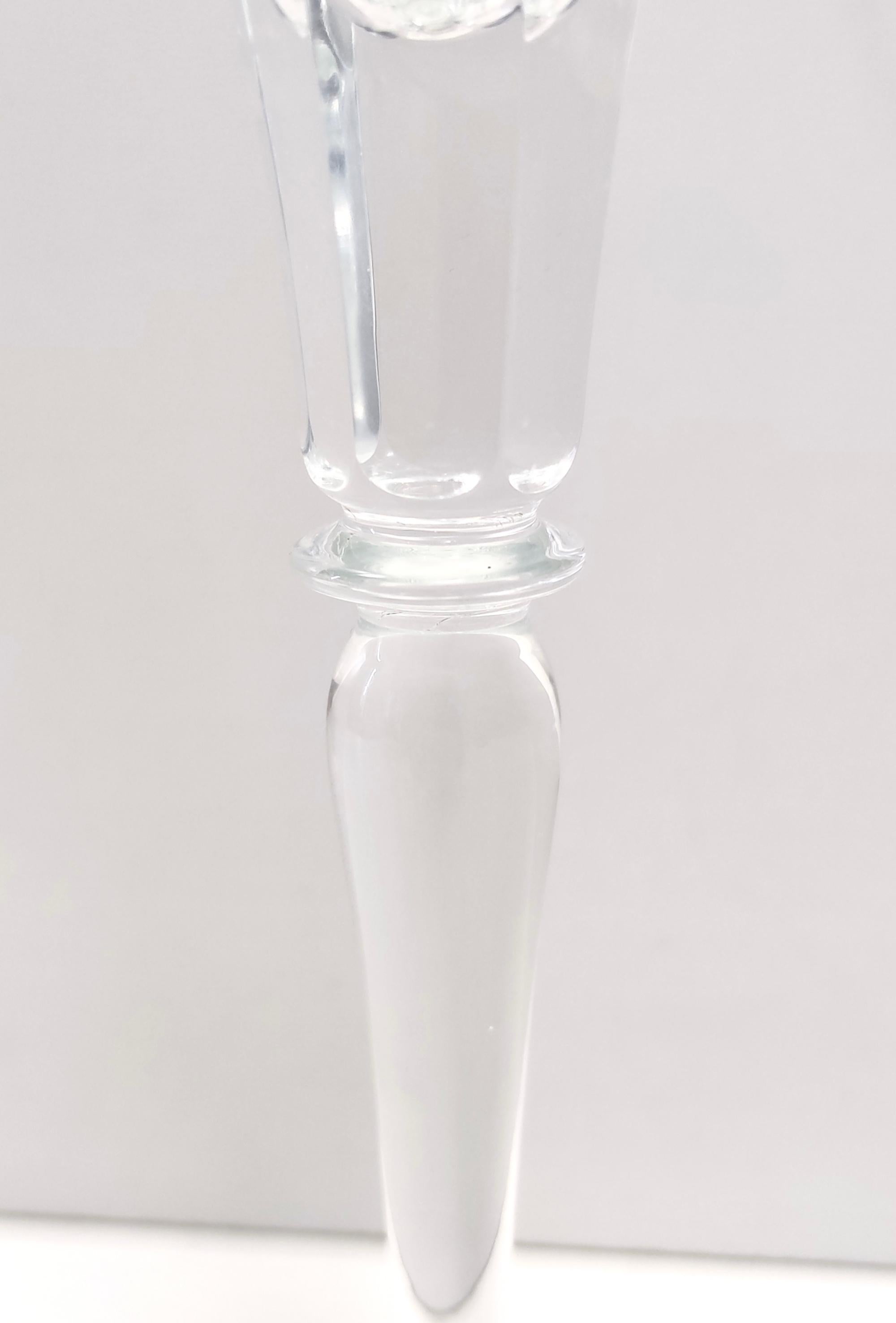 Pair of Vintage Transparent Crystal Flutes attributed to Baccarat For Sale 1