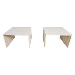 Pair of Vintage Travertine Coffee or Side Tables, 1970s Pair of Vintage Travertine Coffee or Side Tables, 1970s