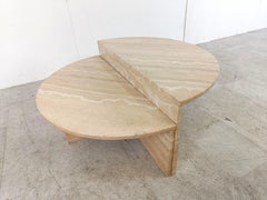 Pair of vintage travertine coffee tables, 1970s, Italy
