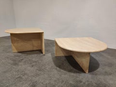Pair of Vintage Travertine Coffee Tables or Side Tables, 1970s