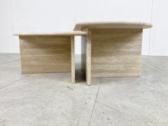 Pair of vintage travertine coffee tables or side tables, 1970s