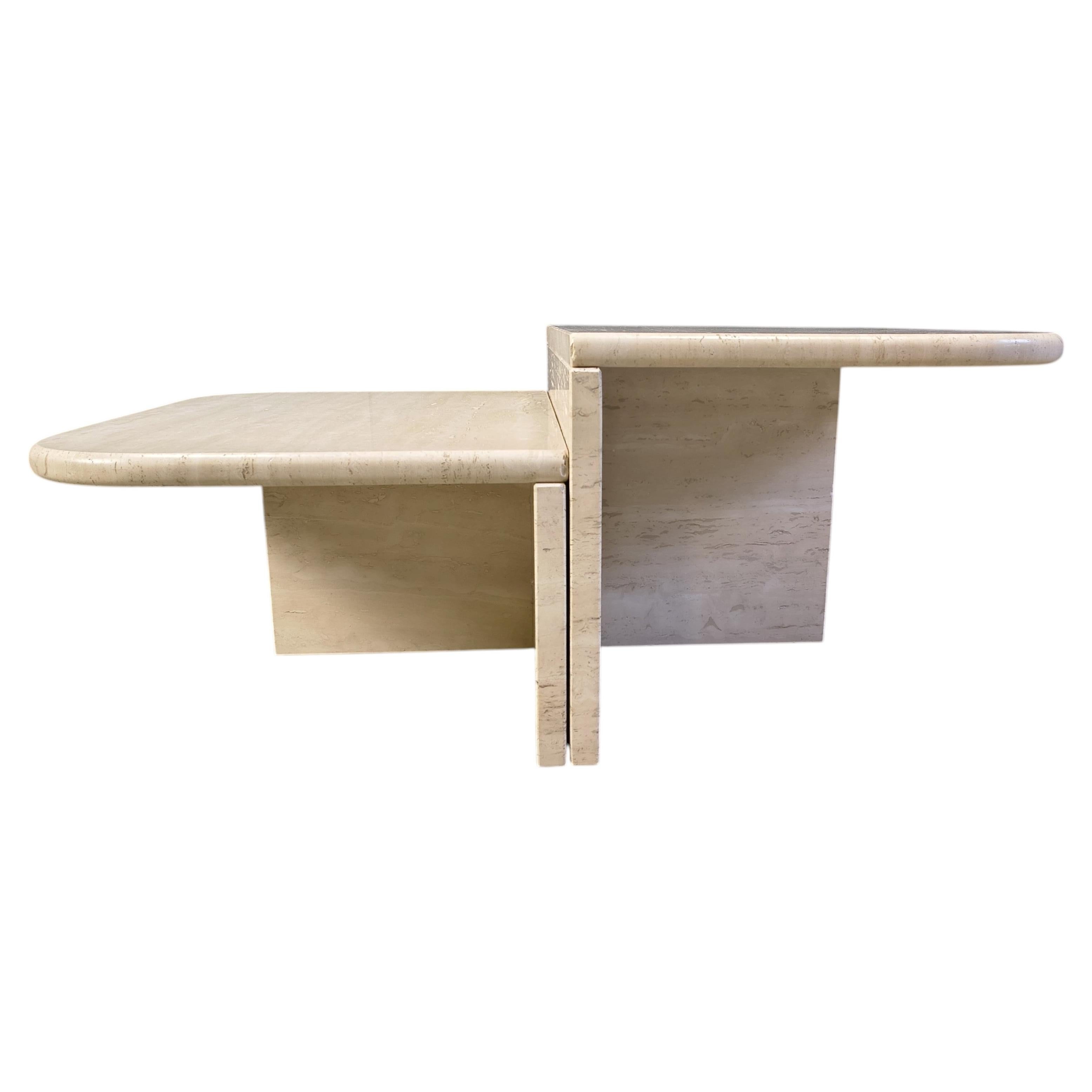 Pair of vintage travertine coffee tables or side tables, 1970s
