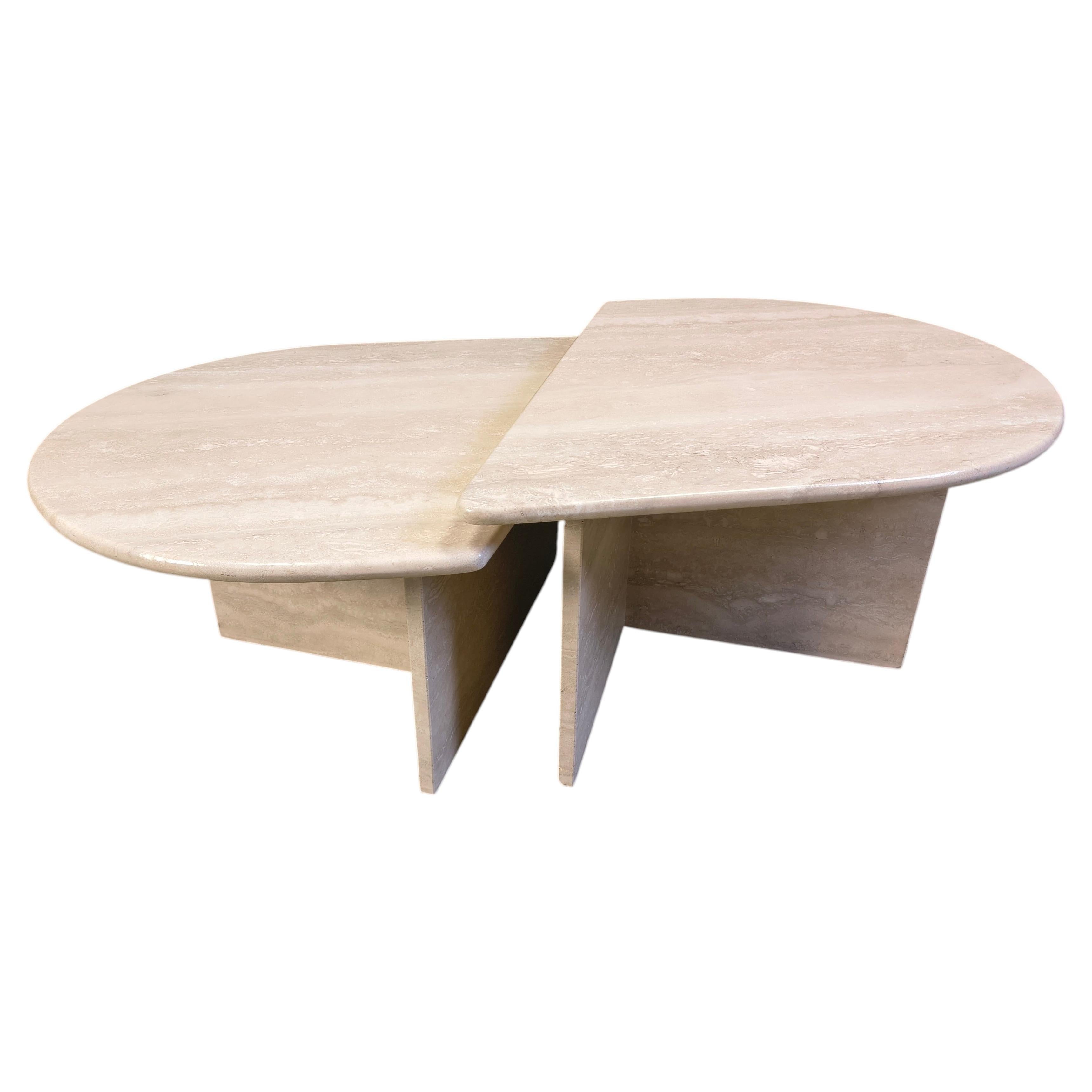 Pair of vintage travertine coffee tables or side tables, 1970s