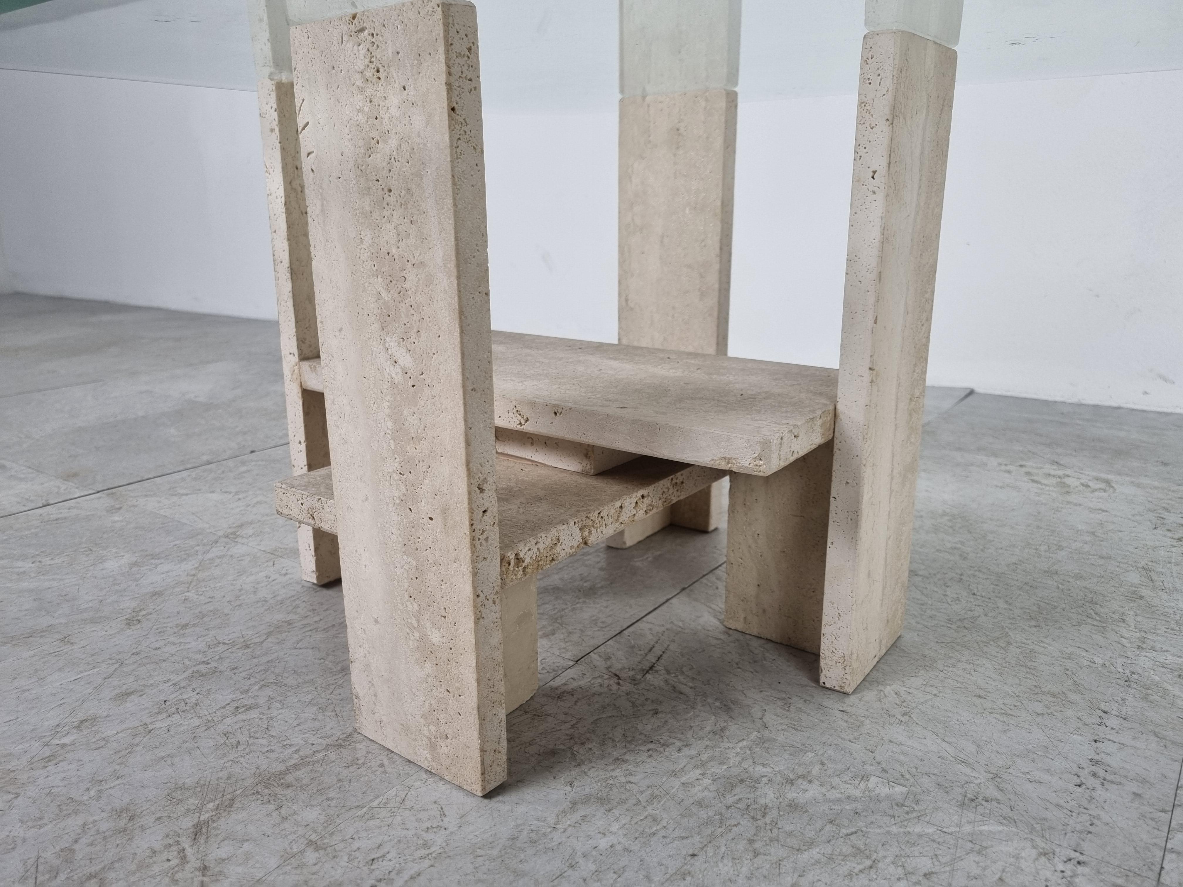 Pair of Vintage Travertine Side Tables by Willy Ballez, 1970s For Sale 2