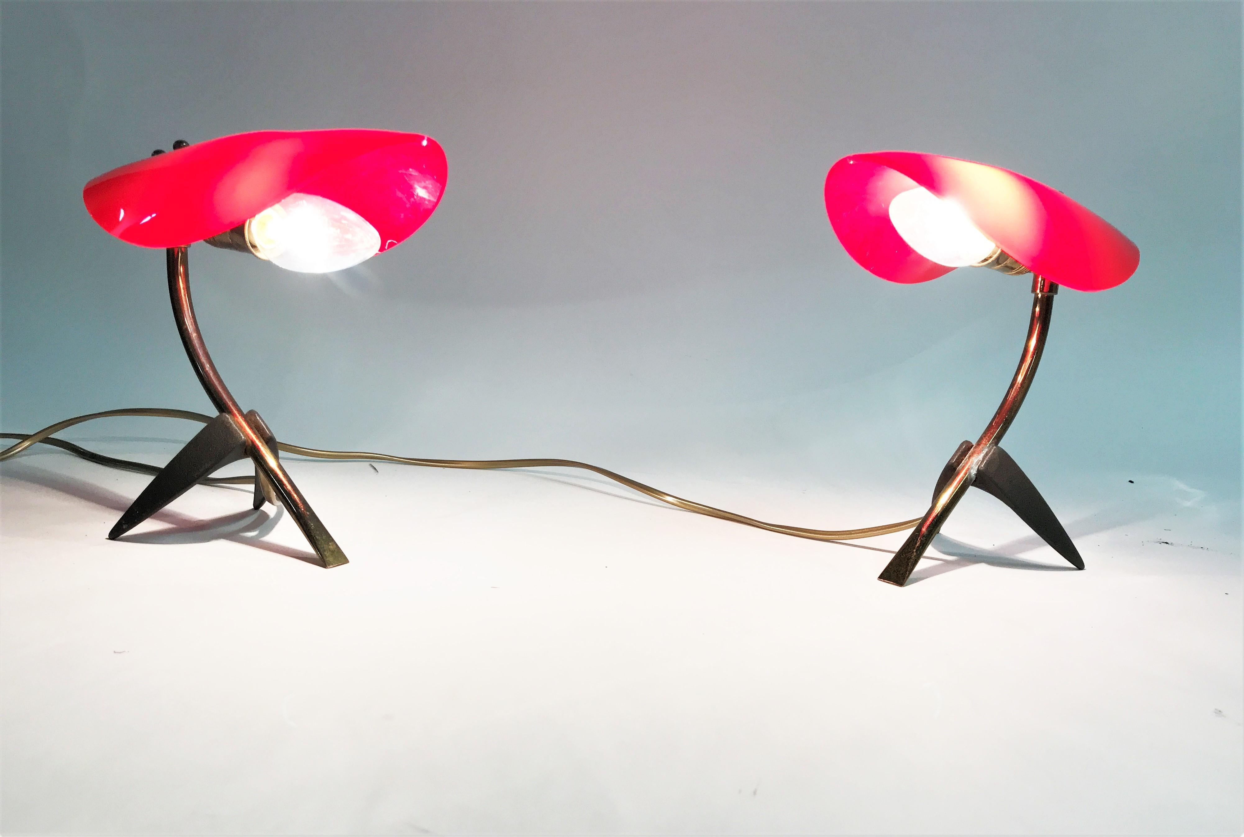 Mid-Century Modern Pair of Vintage Tripod Stilnovo Lamps, 1950s