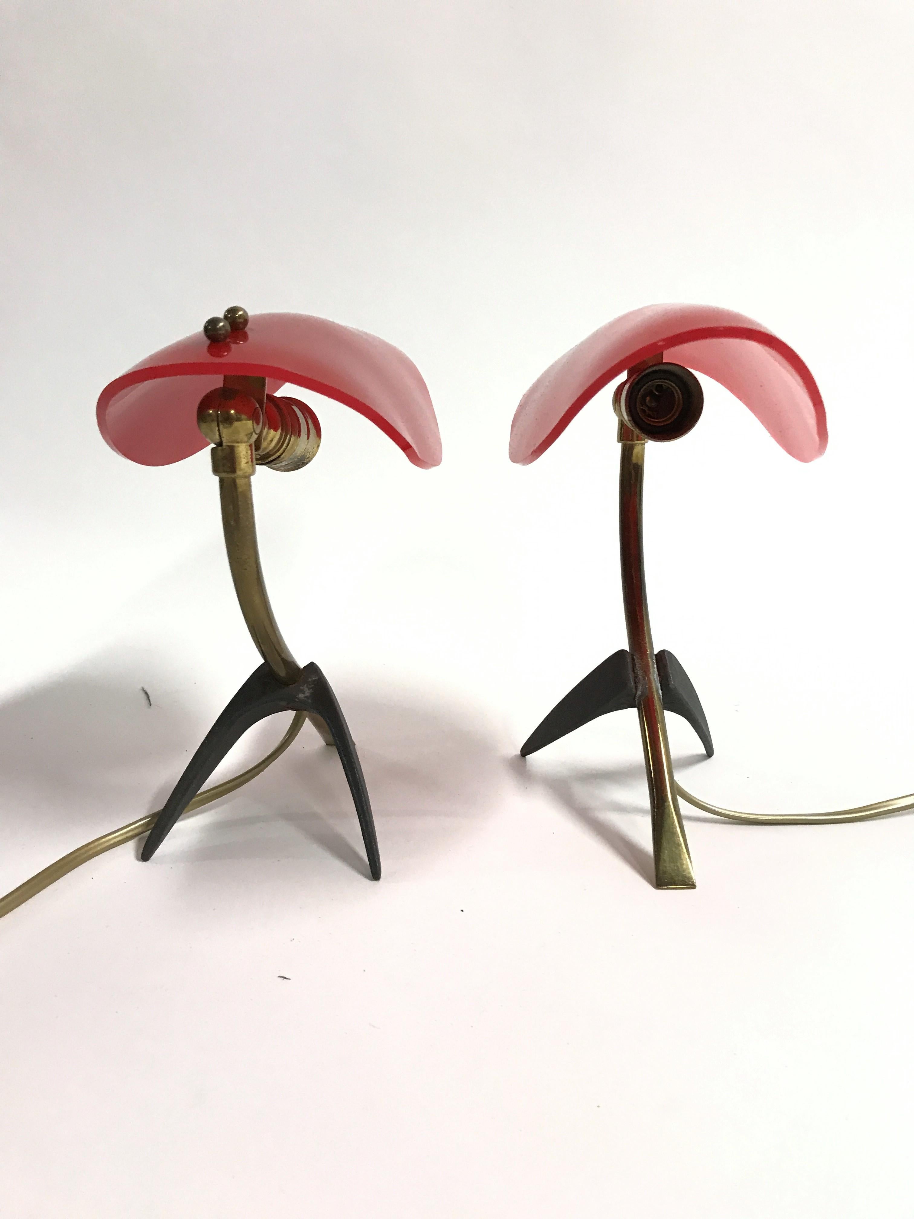 Brass Pair of Vintage Tripod Stilnovo Lamps, 1950s
