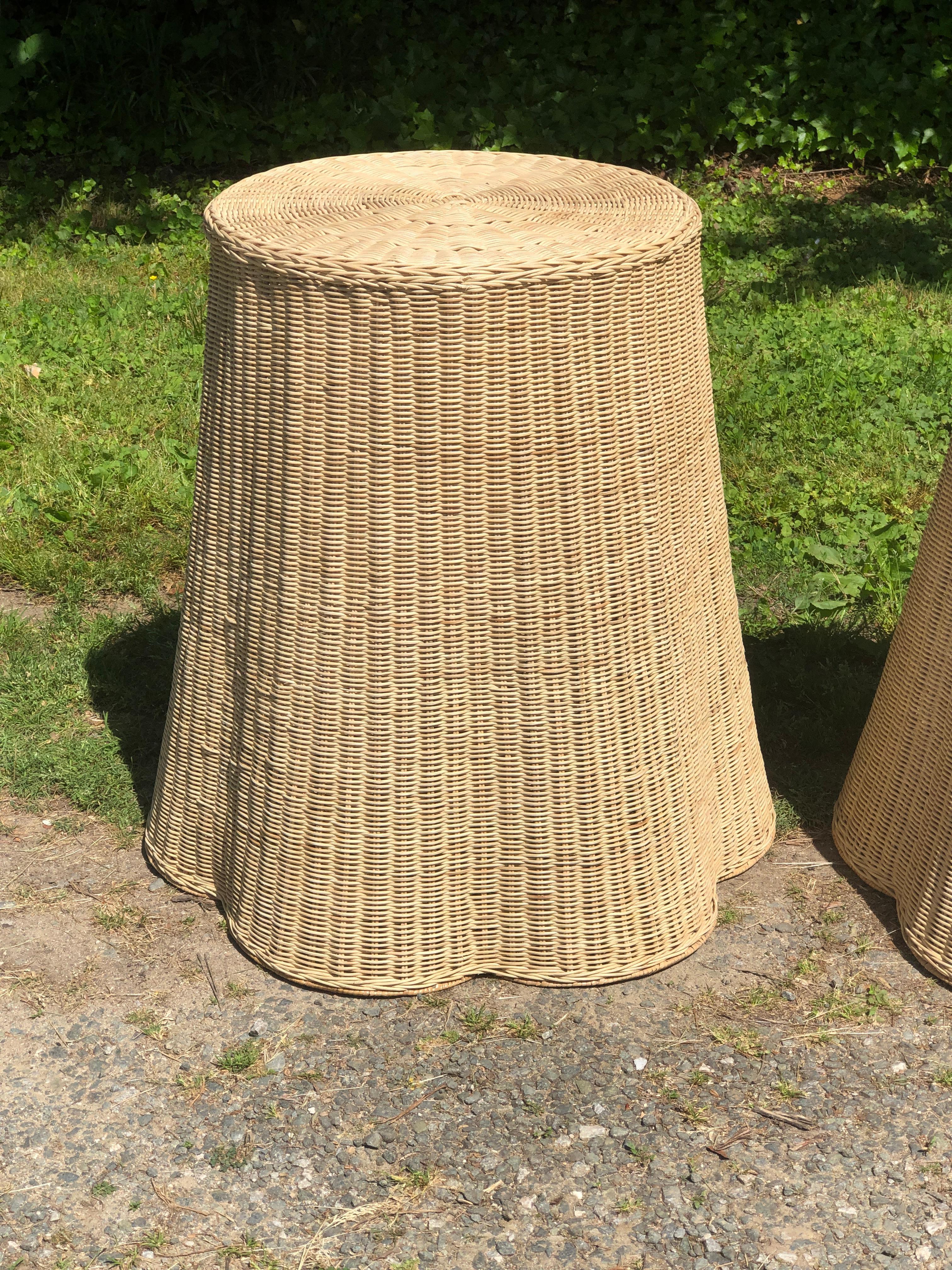 Pair of Vintage Trompe L'oeil Draped Wicker 