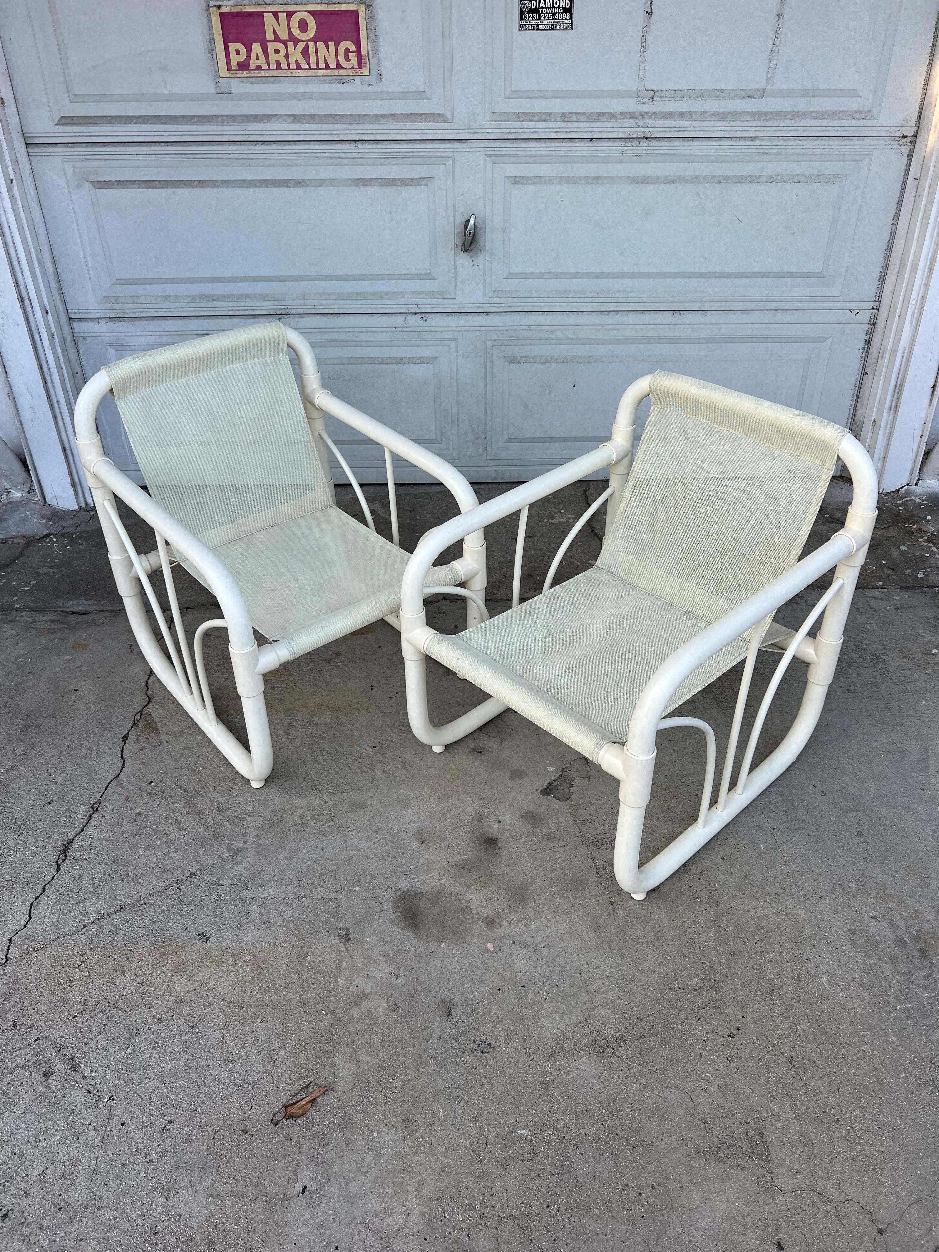 Pair of Vintage Tubular PVC Club Chairs