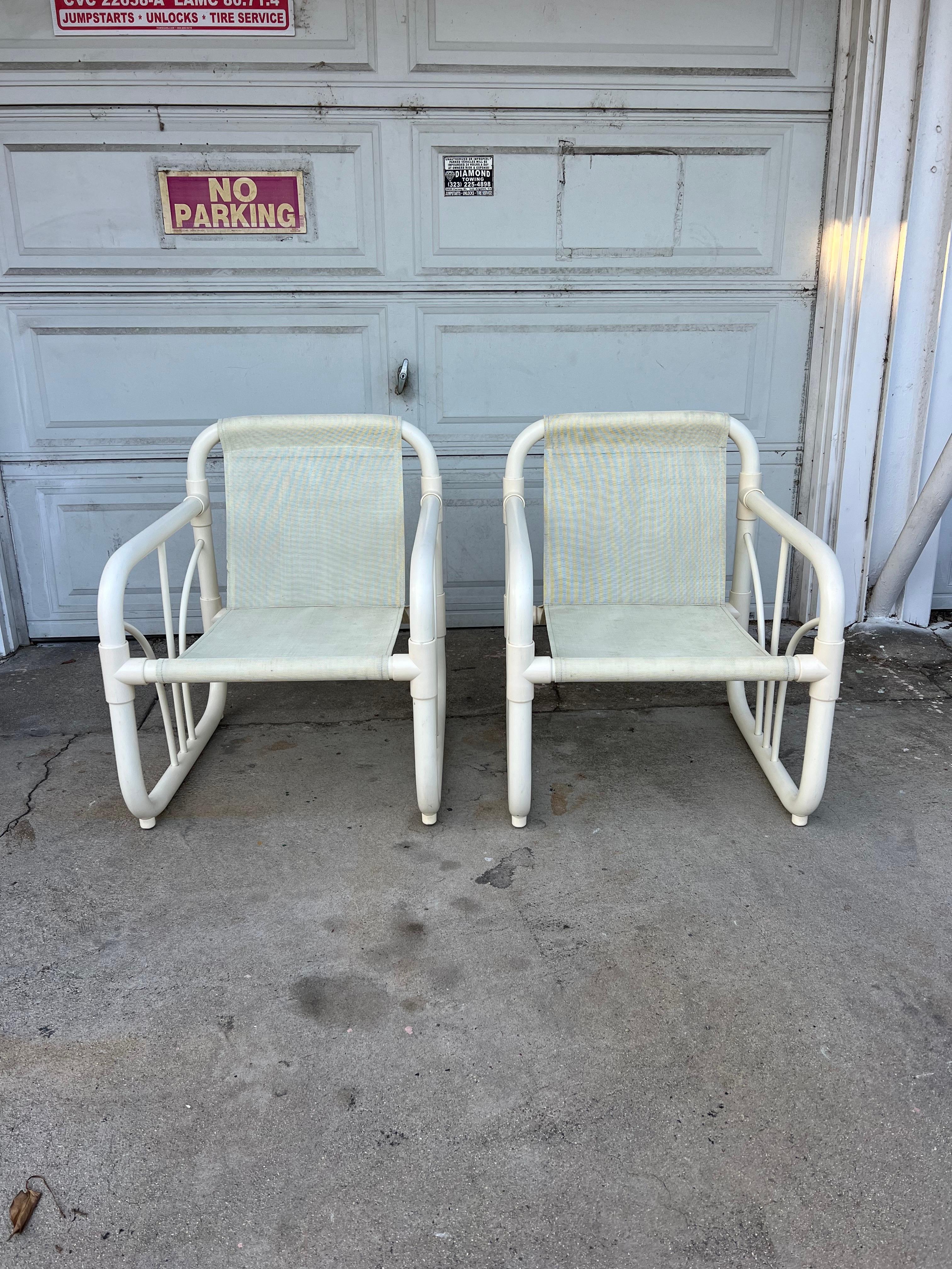 Unknown Pair of Vintage Tubular PVC Club Chairs