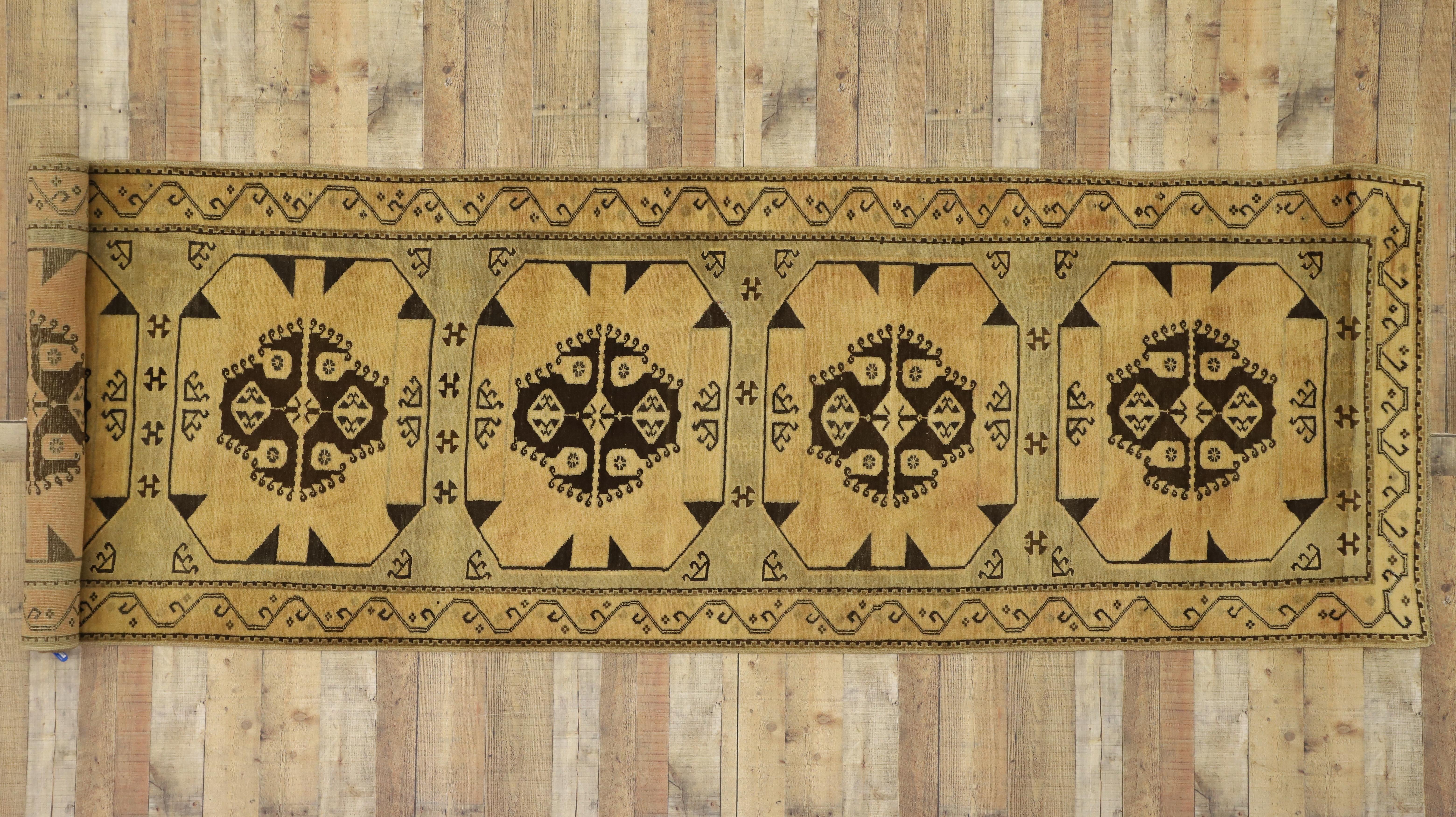 Pair of Vintage Turkish Oushak Carpet Runners with Modern Style and Muted Colors 6