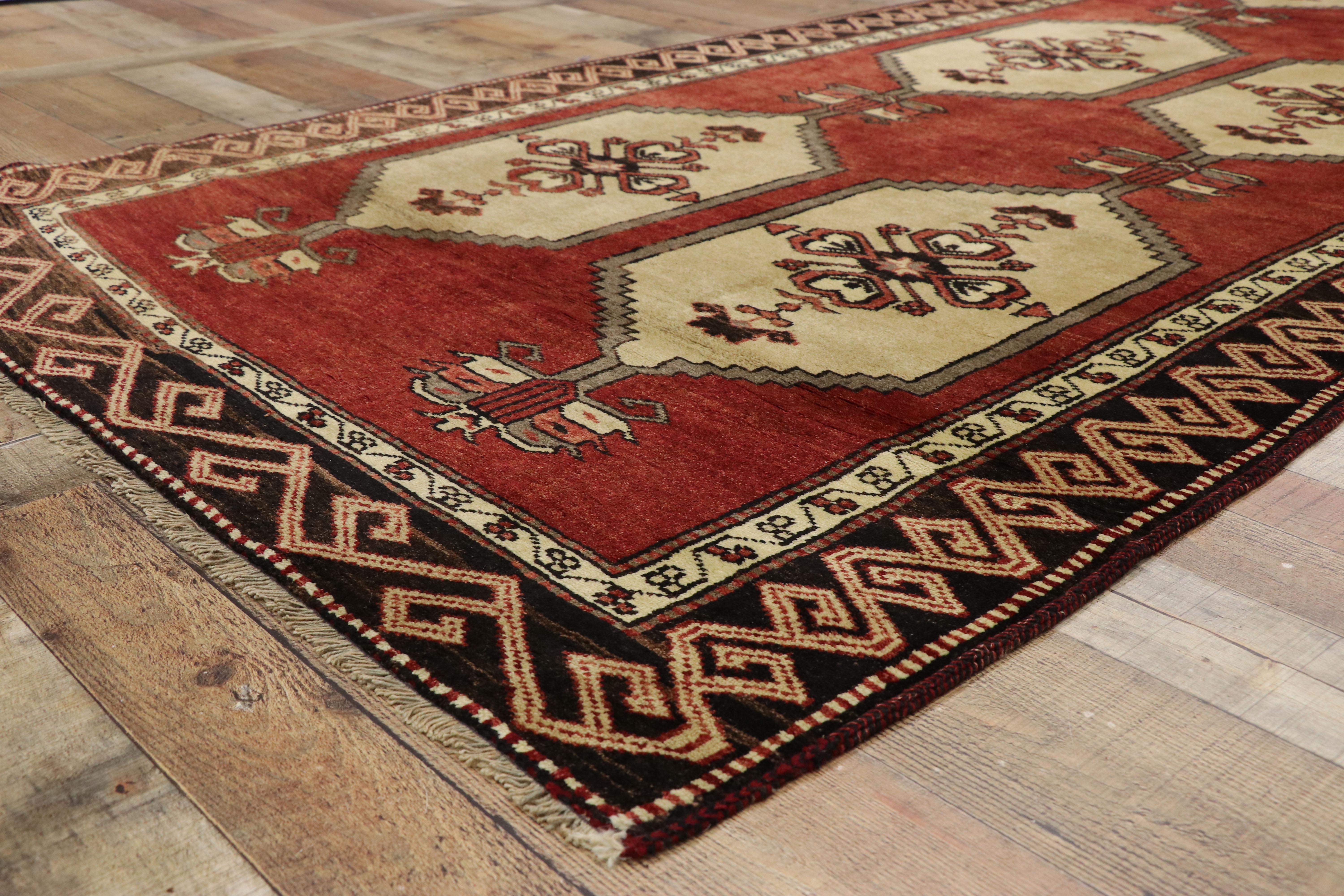 Pair of Vintage Turkish Oushak Runners with Art Deco Style For Sale 9