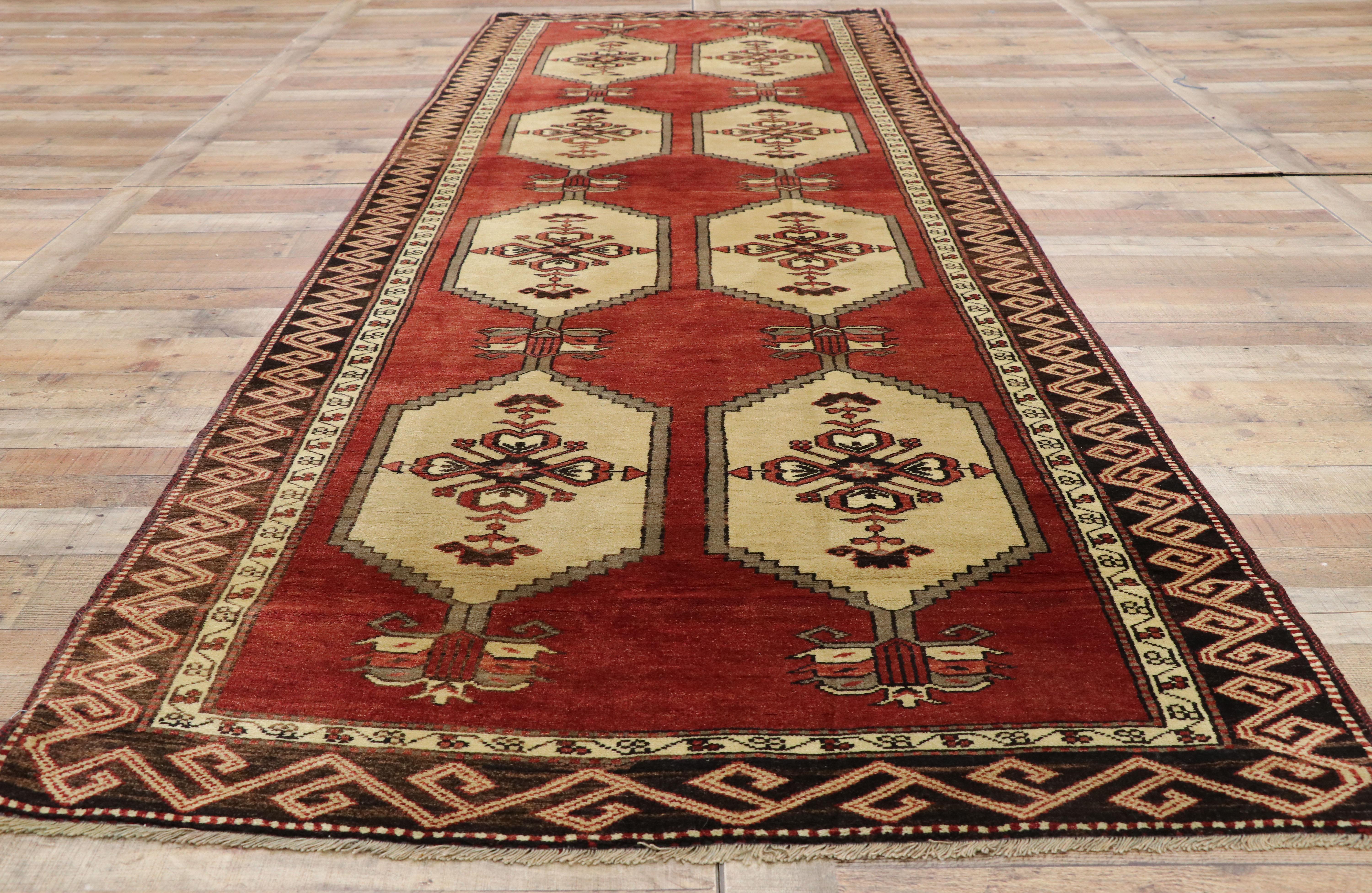 Pair of Vintage Turkish Oushak Runners with Art Deco Style For Sale 10