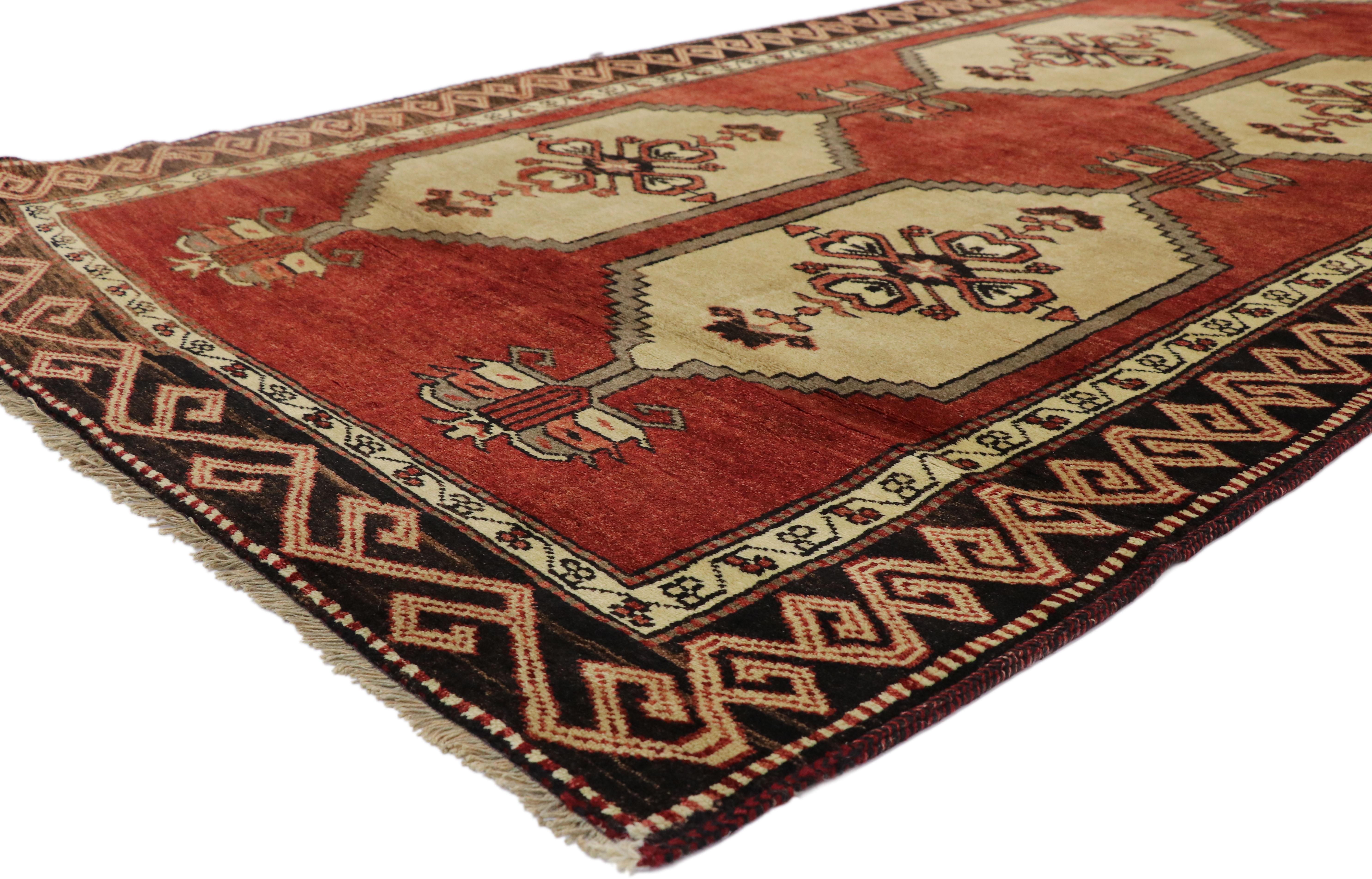 Pair of Vintage Turkish Oushak Runners with Art Deco Style For Sale 4