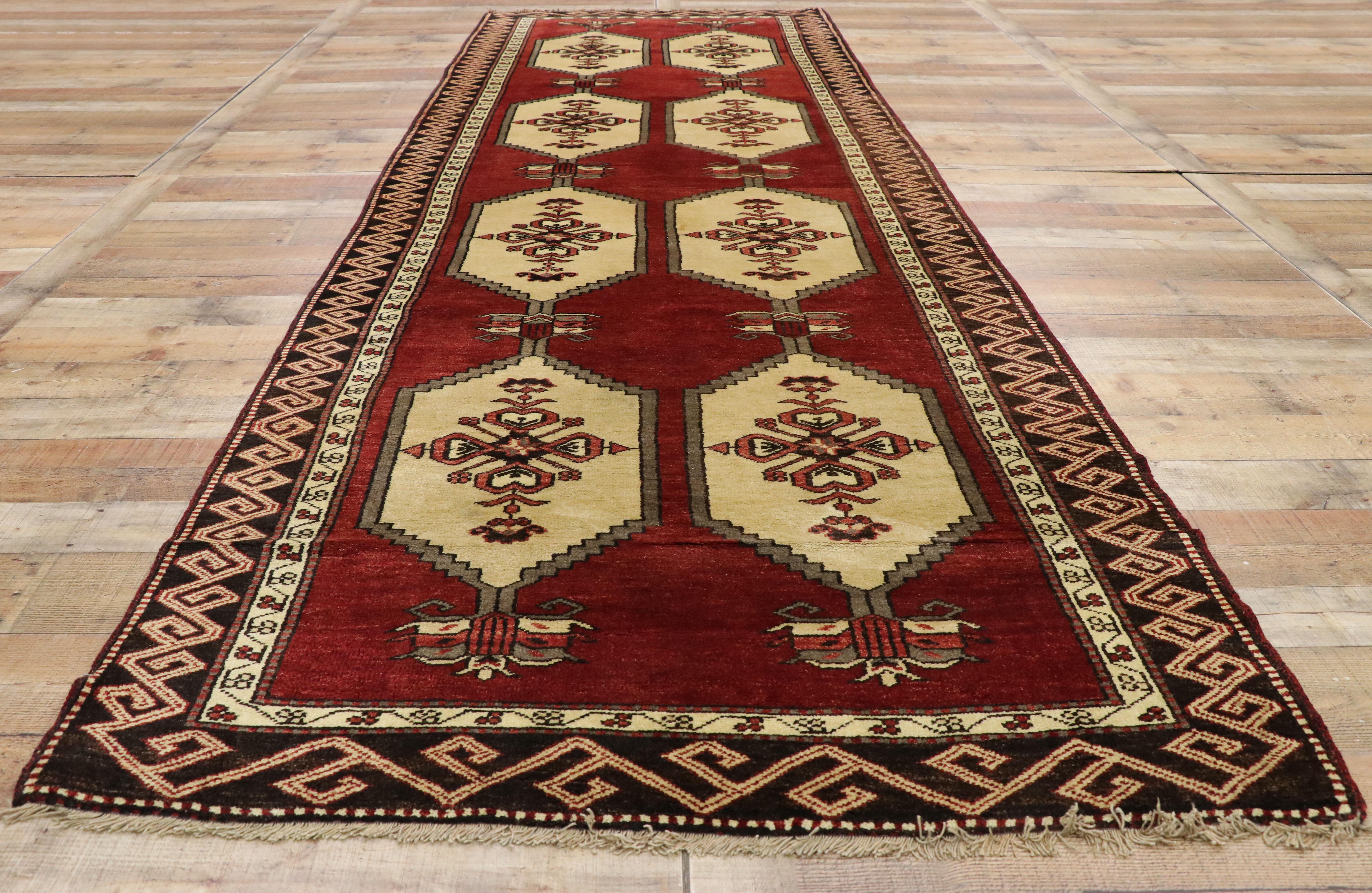 Pair of Vintage Turkish Oushak Runners with Art Deco Style For Sale 2