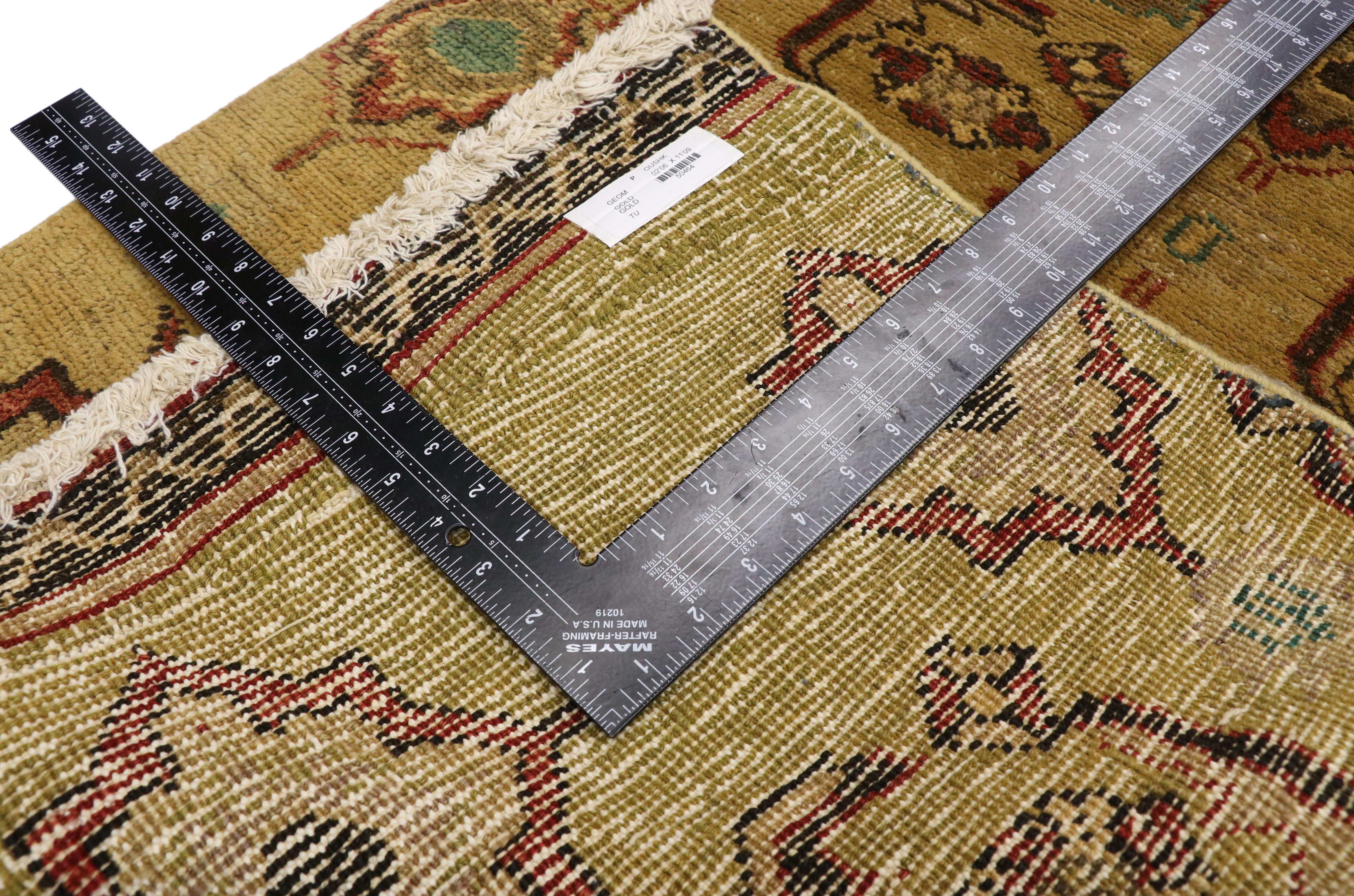 Pair of Vintage Turkish Oushak Carpet Runners with Rustic Arts and Crafts Style In Good Condition For Sale In Dallas, TX
