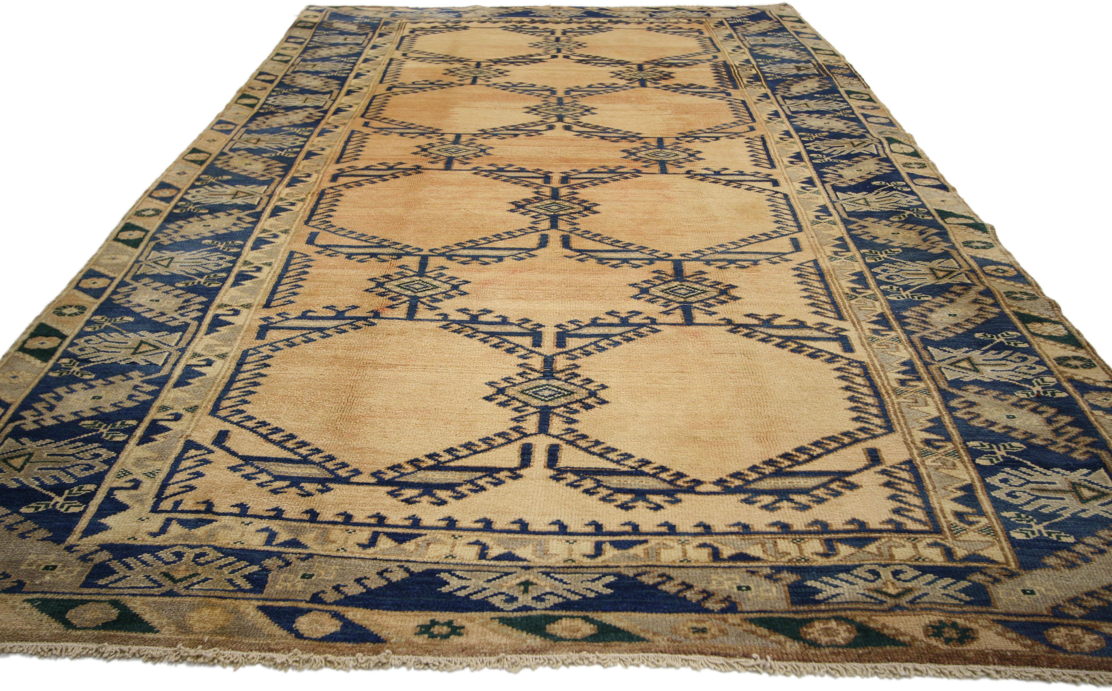 Pair of Vintage Turkish Oushak Gallery Rugs, Pair of Wide Hallway Runners For Sale 2