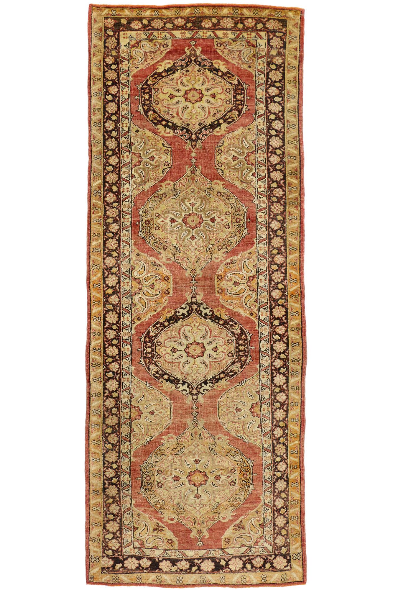 Pair of Vintage Turkish Oushak Rugs, Spanish Colonial Style Meets Rustic Charm For Sale 4