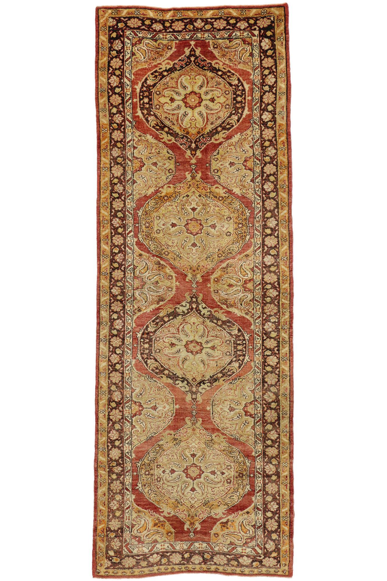 Pair of Vintage Turkish Oushak Rugs, Spanish Colonial Style Meets Rustic Charm For Sale 5