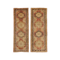 Pair of Vintage Turkish Oushak Rugs, Spanish Colonial Style Meets Rustic Charm