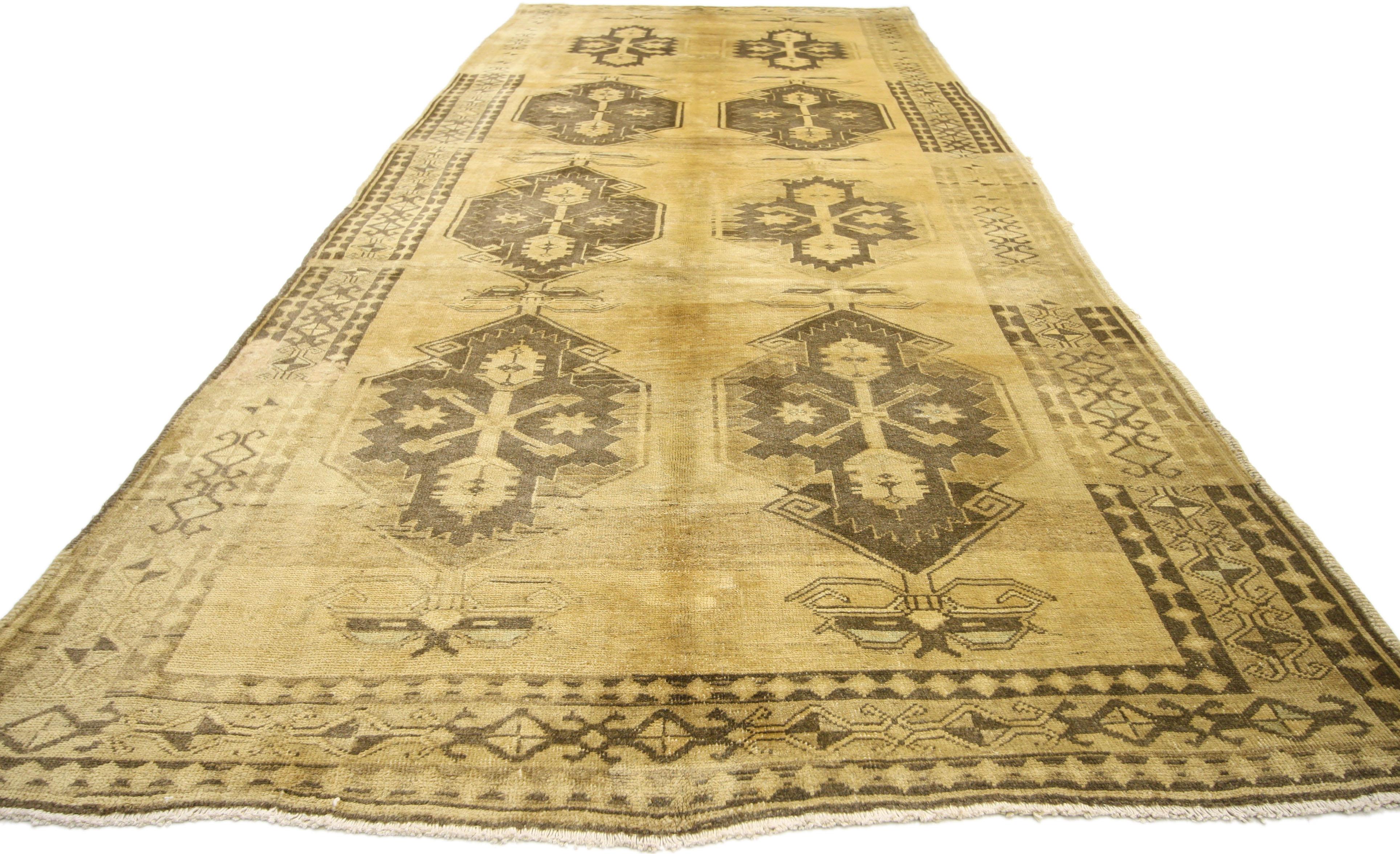 Pair of Vintage Turkish Oushak Runners with Feminine Shaker Style For Sale 6
