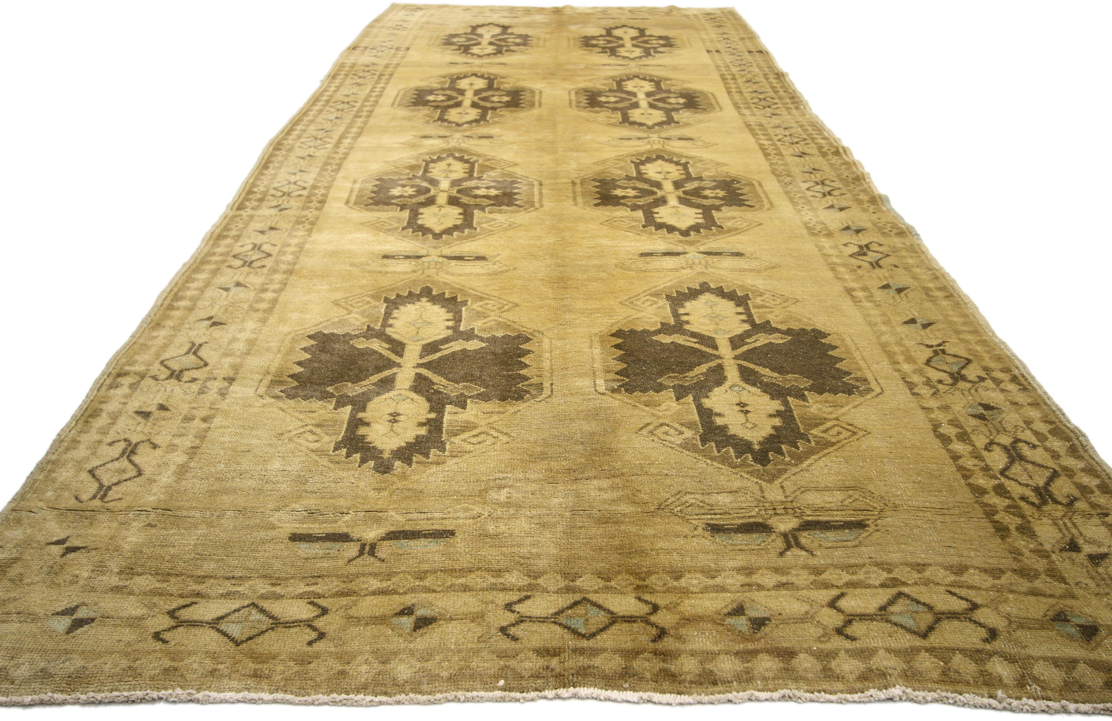 Pair of Vintage Turkish Oushak Runners with Feminine Shaker Style For Sale 1