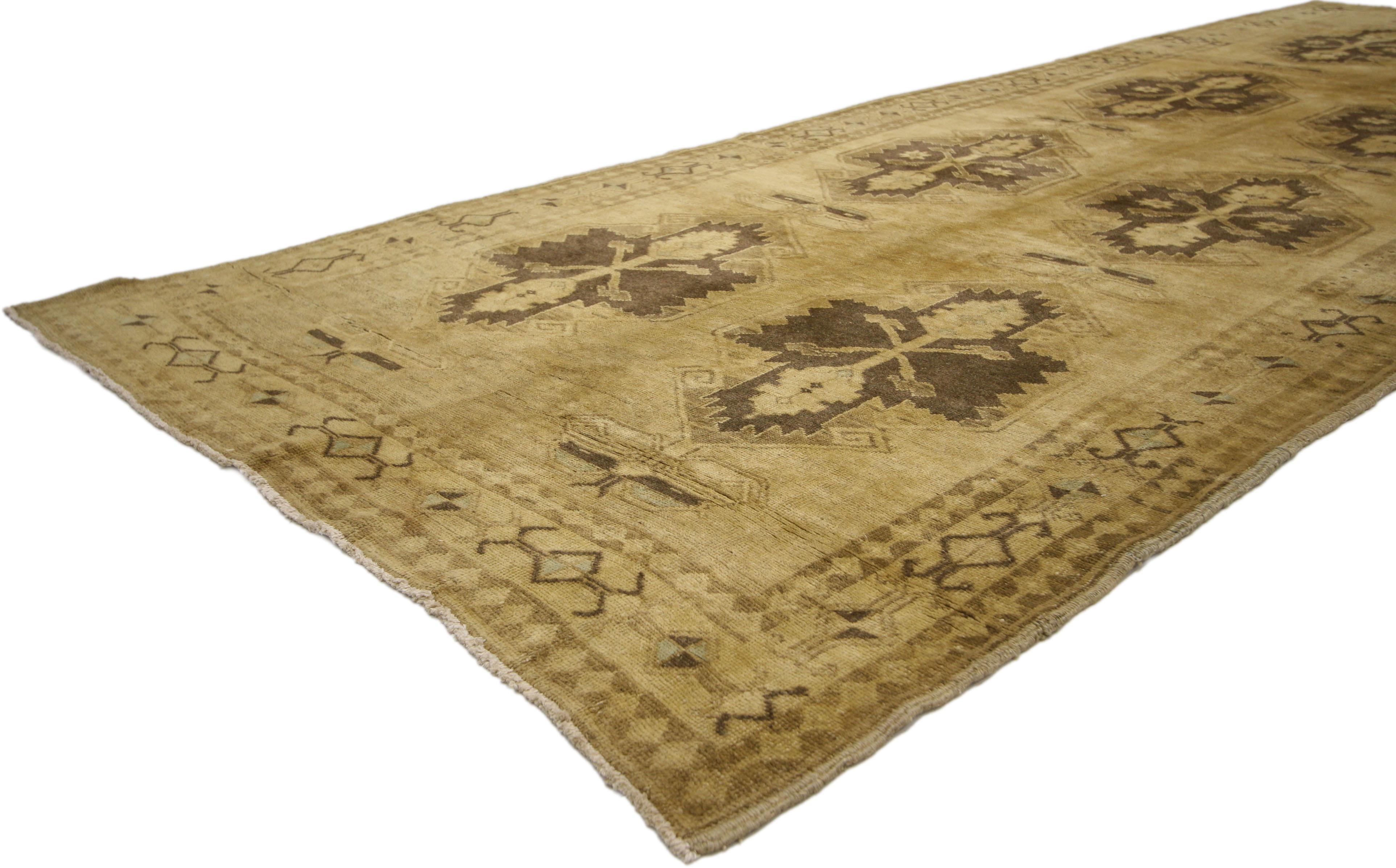 Pair of Vintage Turkish Oushak Runners with Feminine Shaker Style For Sale 2