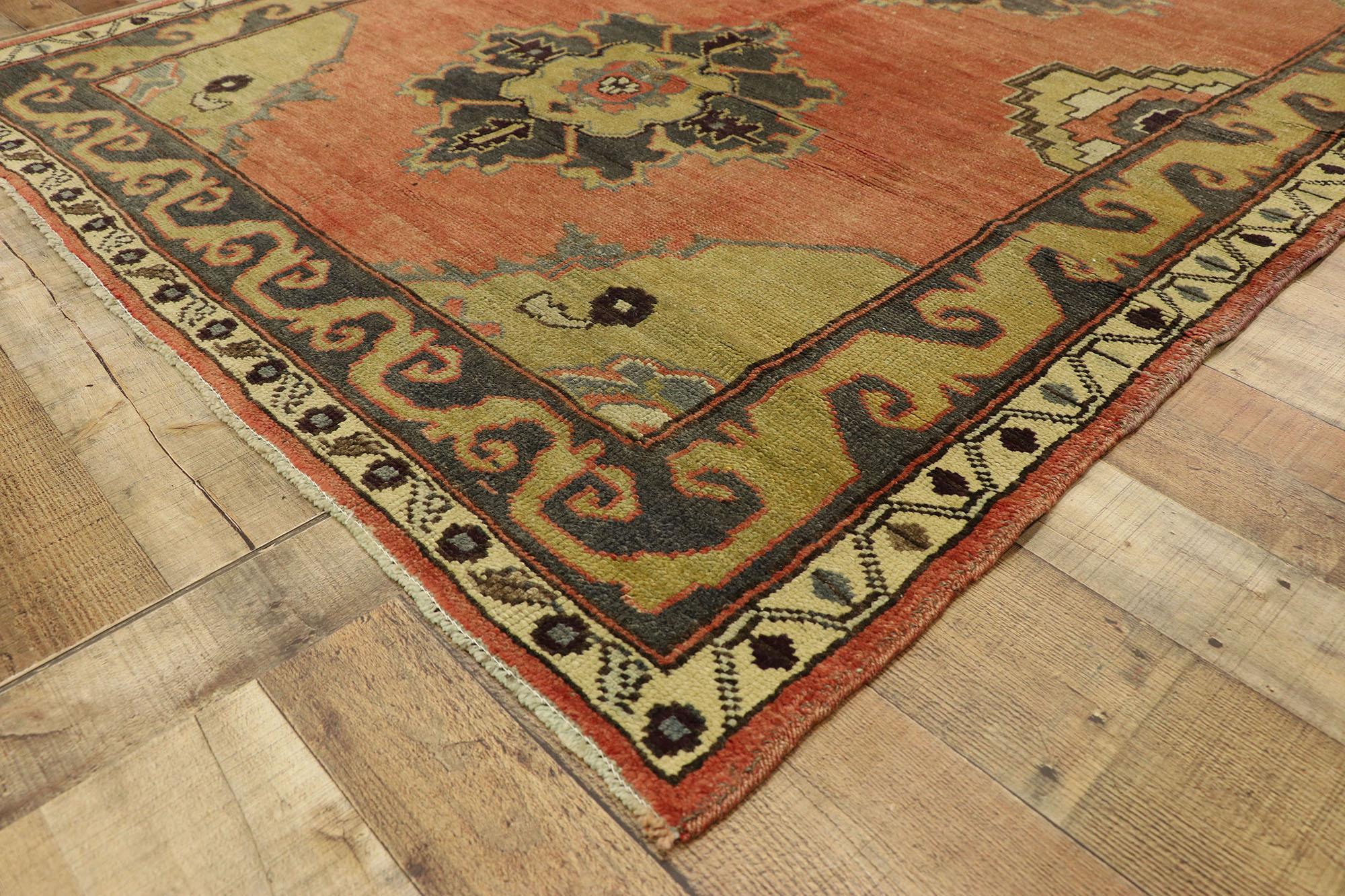 Pair of Vintage Turkish Oushak Runners, Matching Hallway Runners For Sale 4