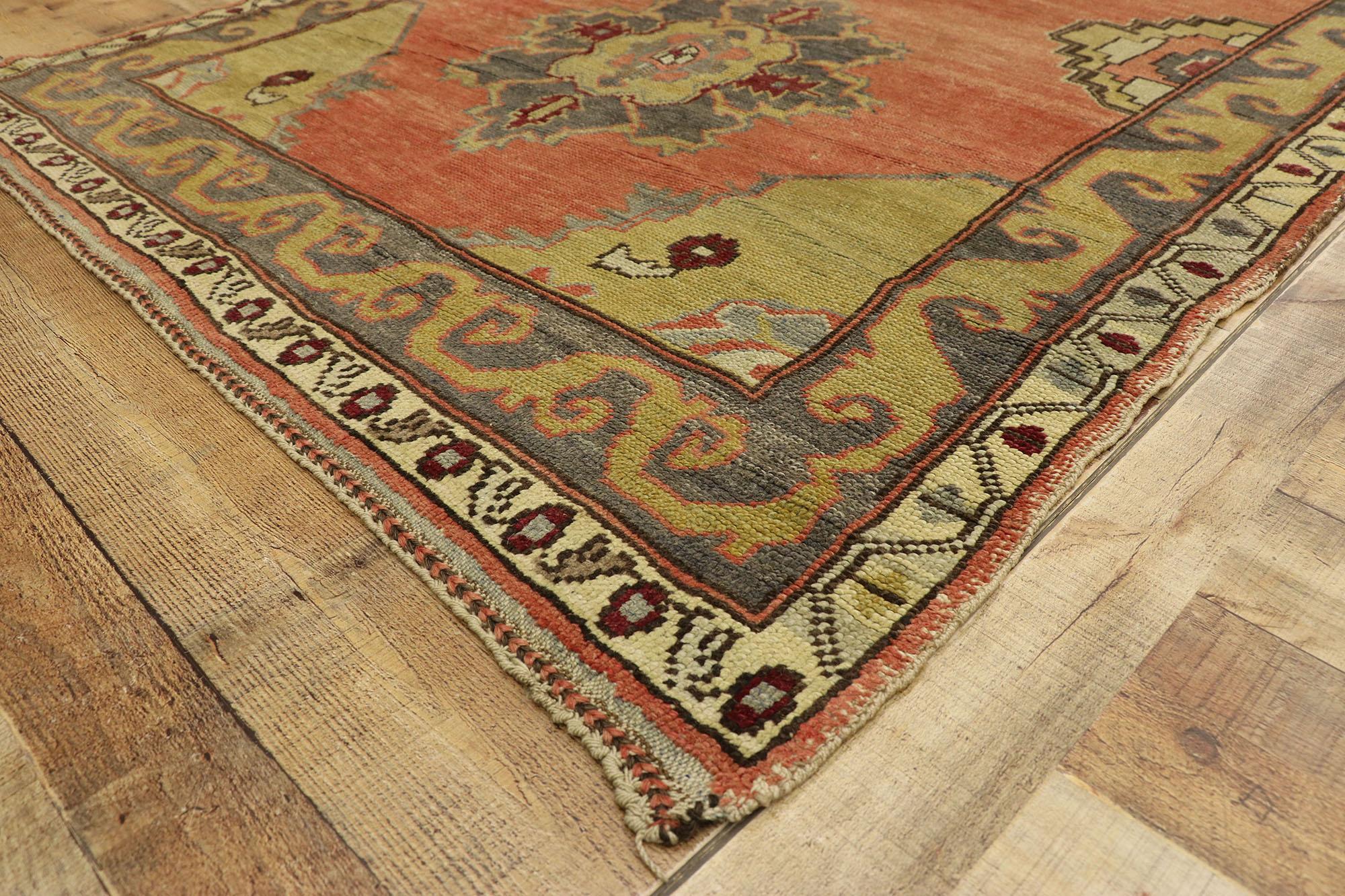 Pair of Vintage Turkish Oushak Runners, Matching Hallway Runners For Sale 3