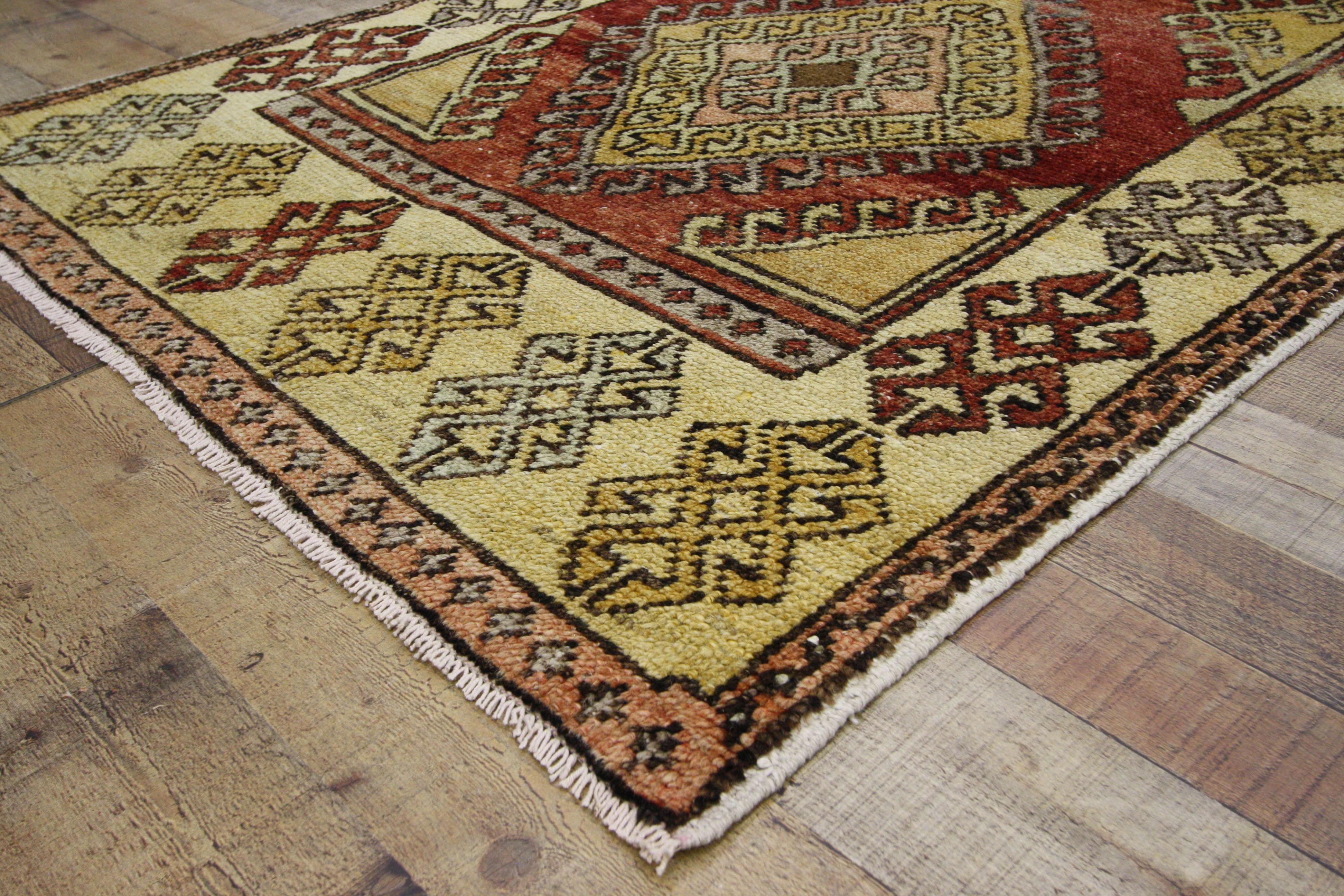 Pair of Vintage Turkish Oushak Runners, Matching Tribal Style Hallway Runners For Sale 8