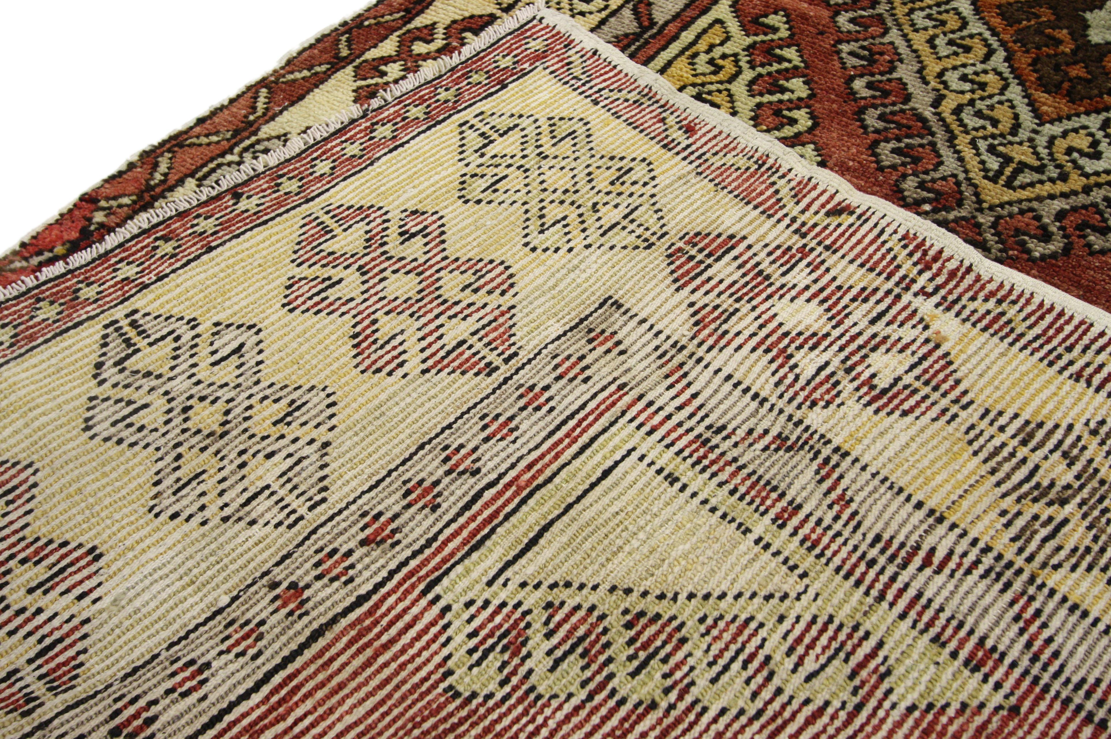 Pair of Vintage Turkish Oushak Runners, Matching Tribal Style Hallway Runners For Sale 1