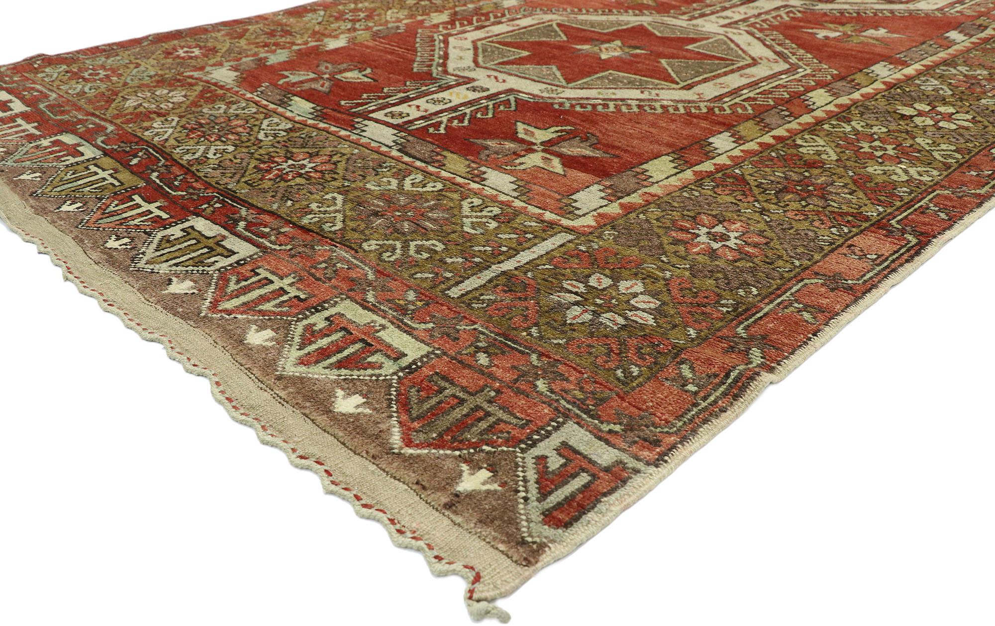 Coppia di tappeti turchi d'epoca Oushak Gallery con stile moderno di metà secolo in vendita 5